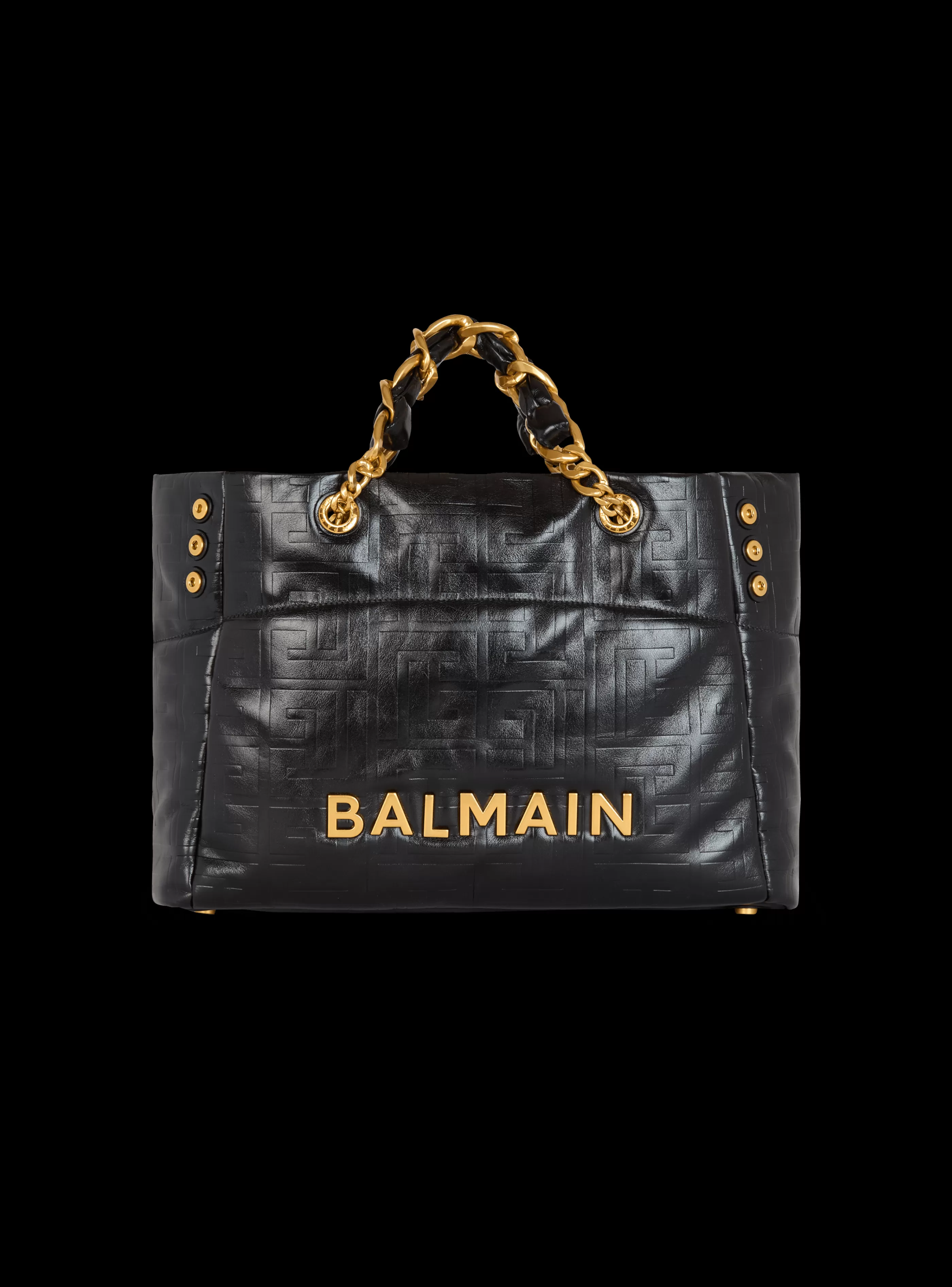 Balmain Borse-1945 Soft Tote Bag In Crackled Calfskin black