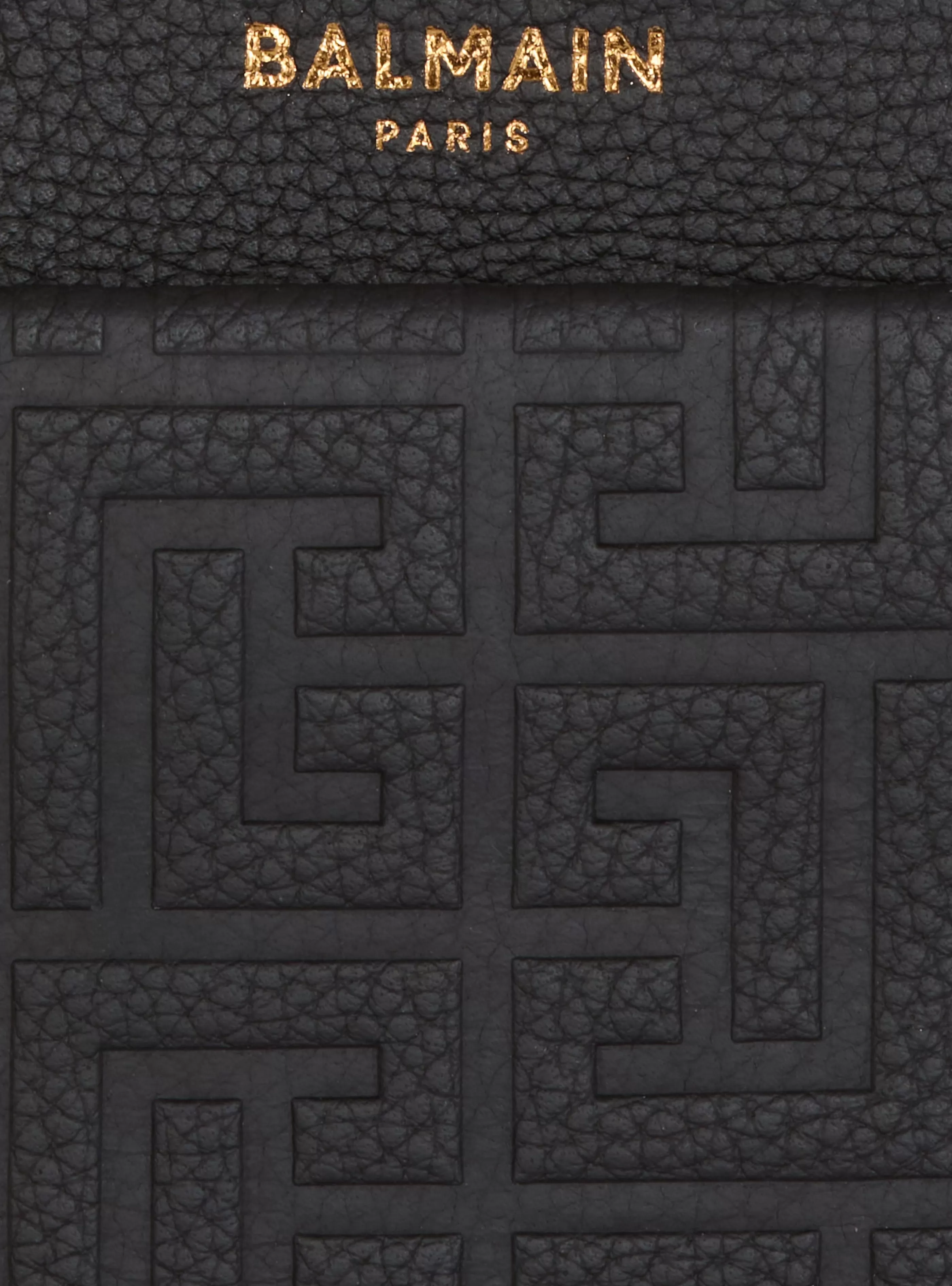 Balmain Borse Mini | Borse A Tracolla-1945 Soft Zipped Mini Bag In Embossed Grained Calfskin With A PB Labyrinth Monogram black