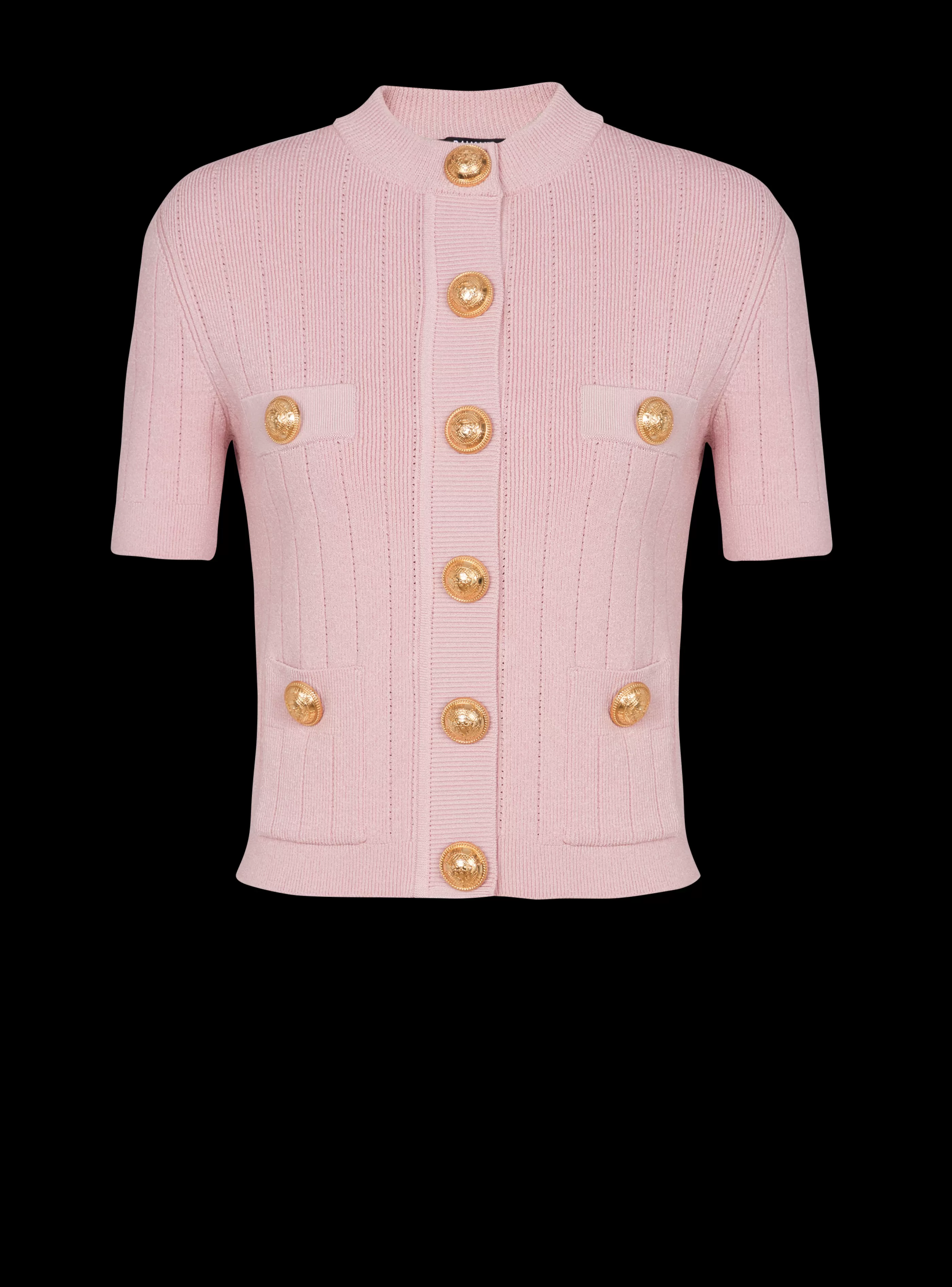 Balmain Maglieria-4-pocket Knitted Cardigan pink