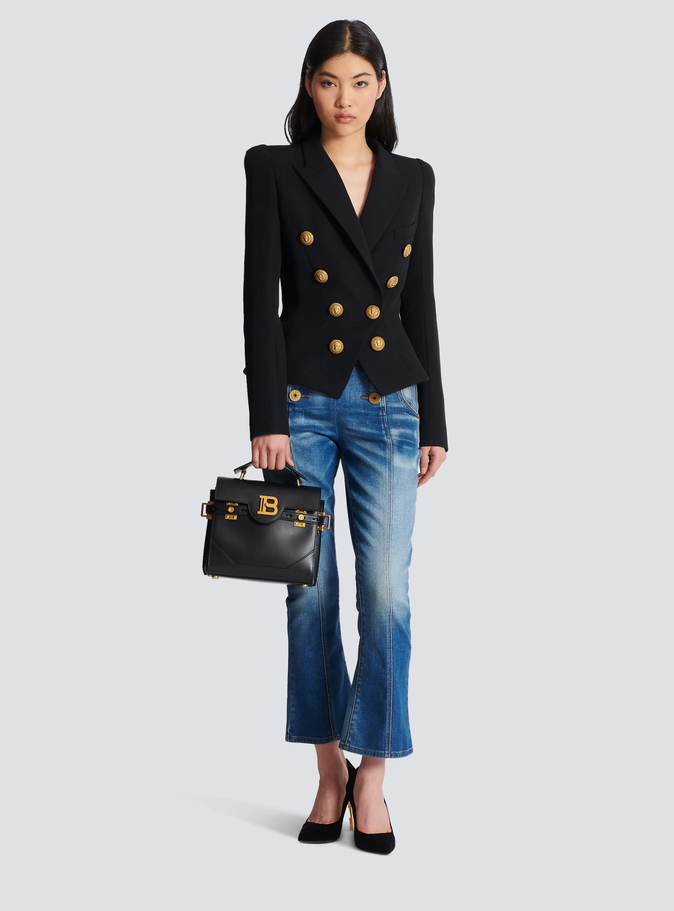 Balmain Giacche E Blazer-8-button Cinched-waist Jacket black