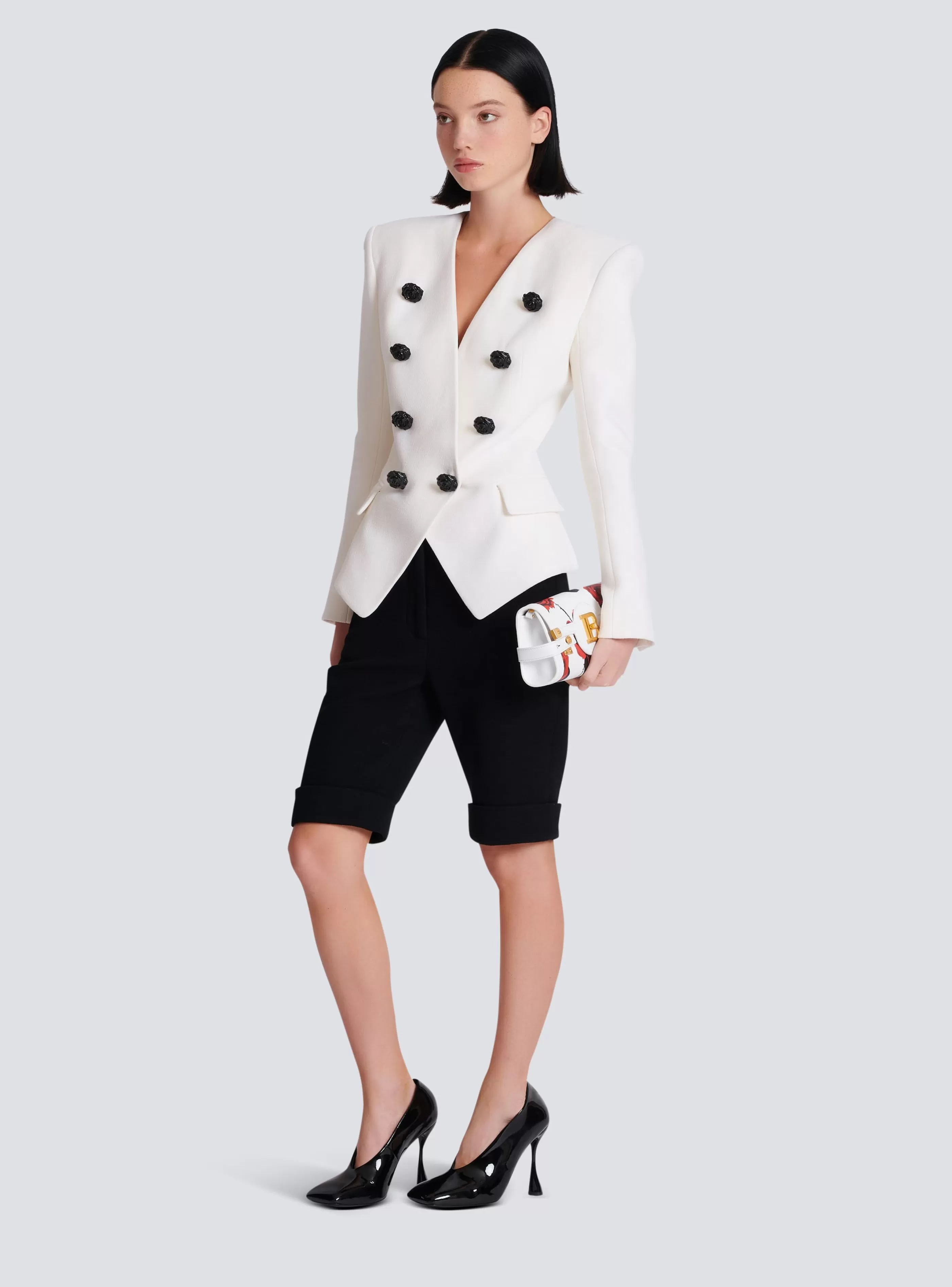 Balmain Giacche E Blazer-8-button Double Crepe Jacket white