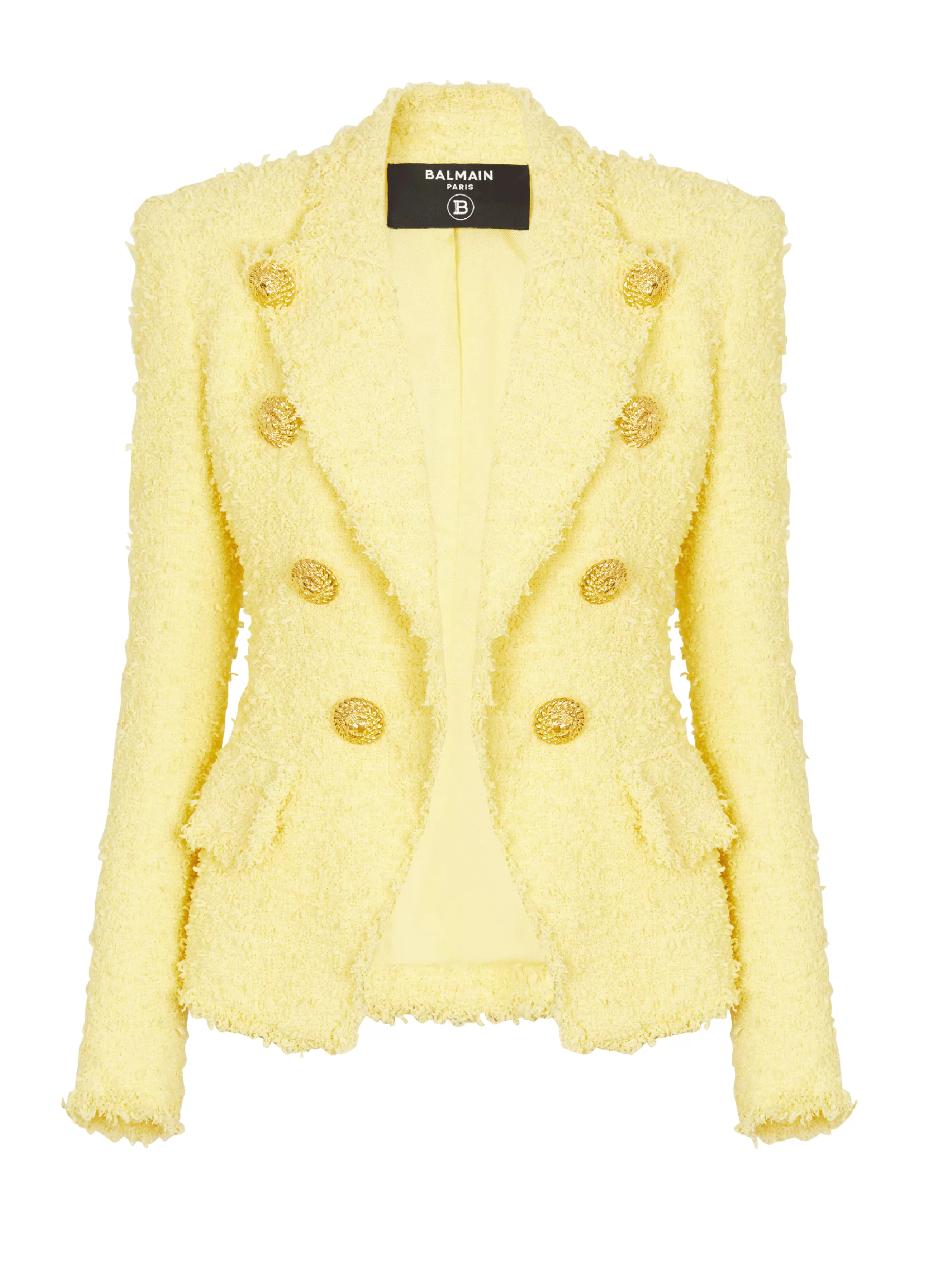 Balmain Giacche E Blazer-8-button Fitted Tweed Jacket yellow