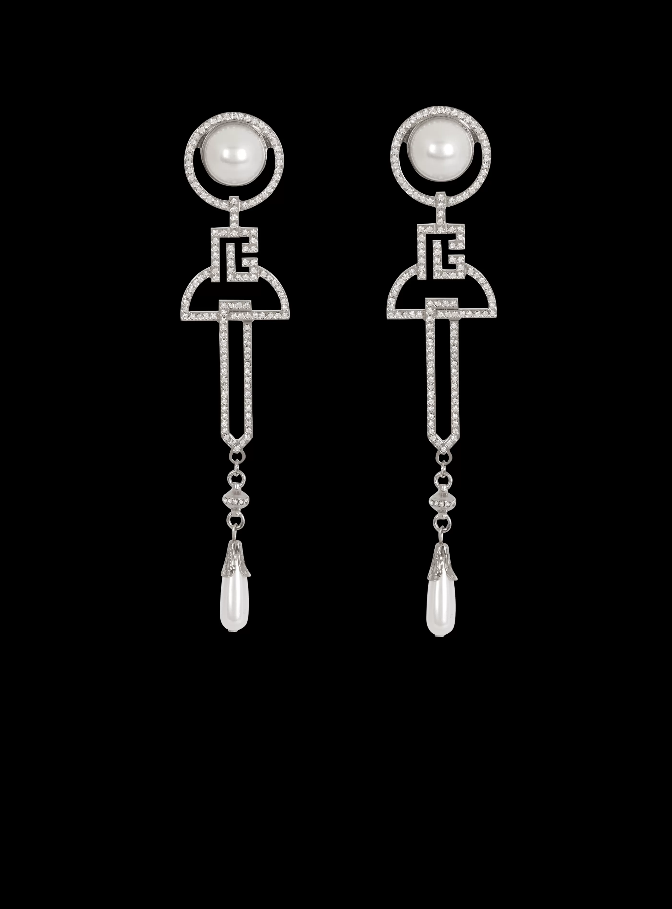 Balmain Gioielli Moda-Art Deco Pendant Earrings silver