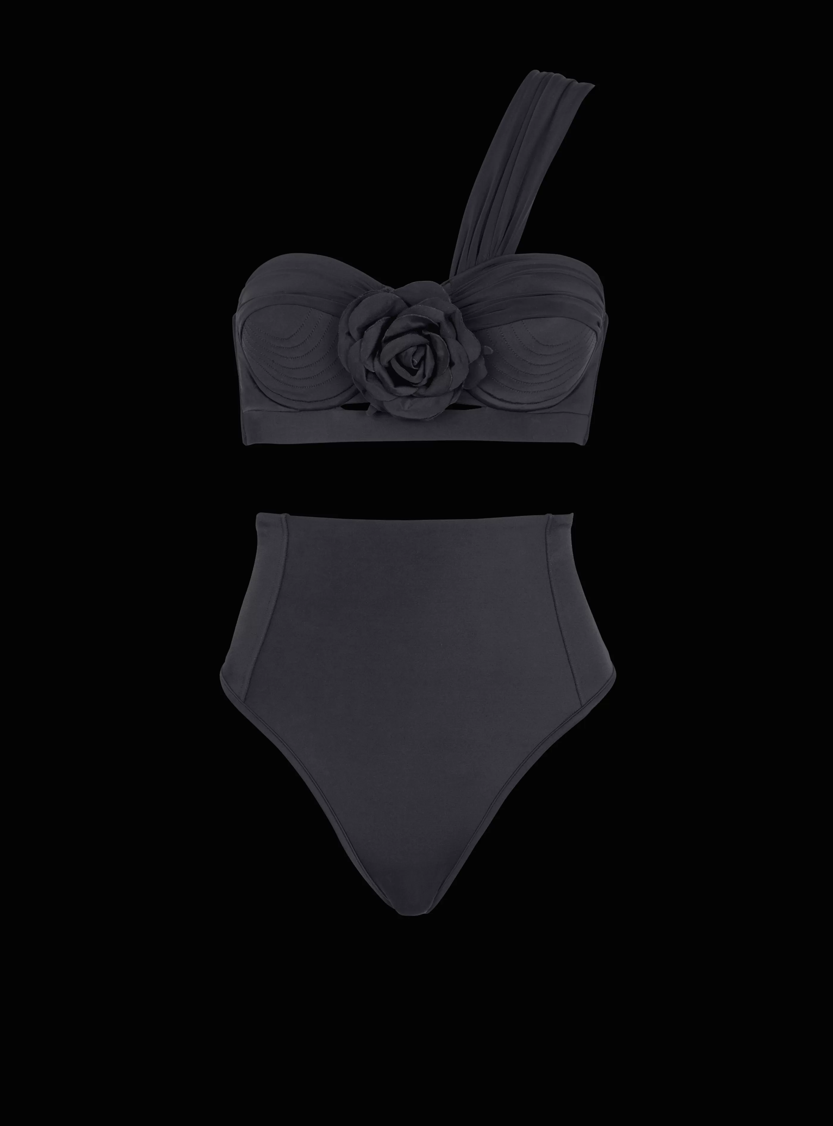 Balmain Costumi Da Bagno-Asymmetric Two-piece Swimming Costume black