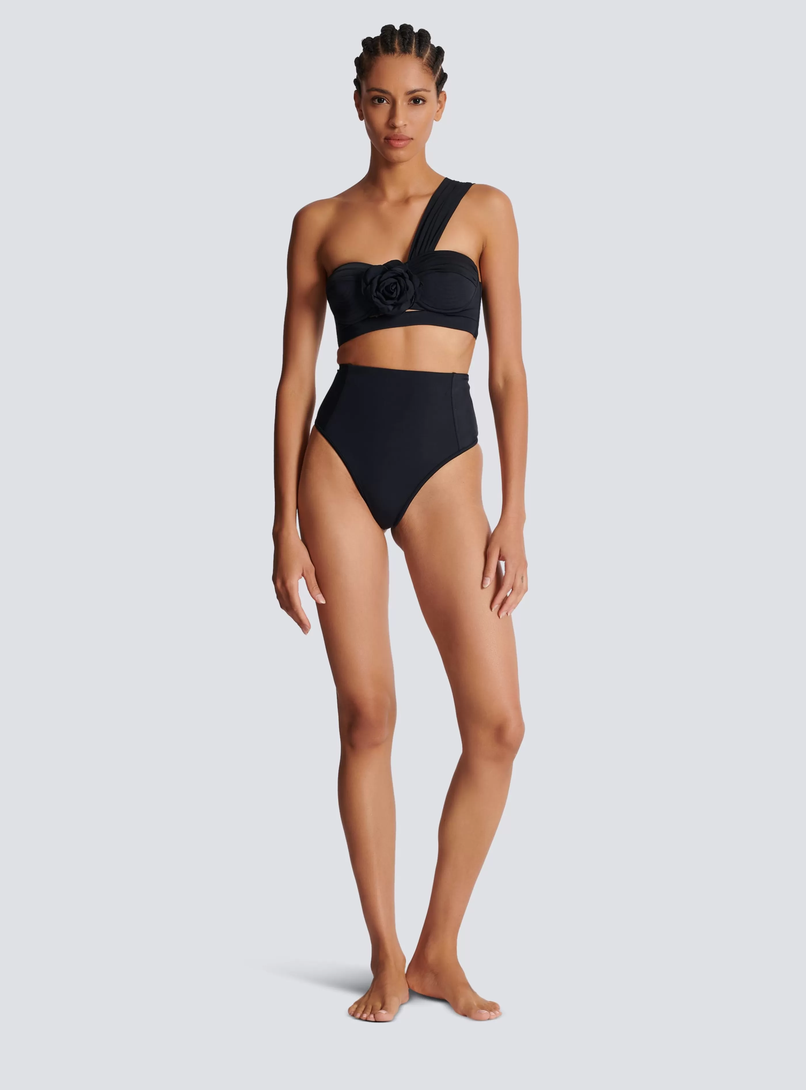 Balmain Costumi Da Bagno-Asymmetric Two-piece Swimming Costume black