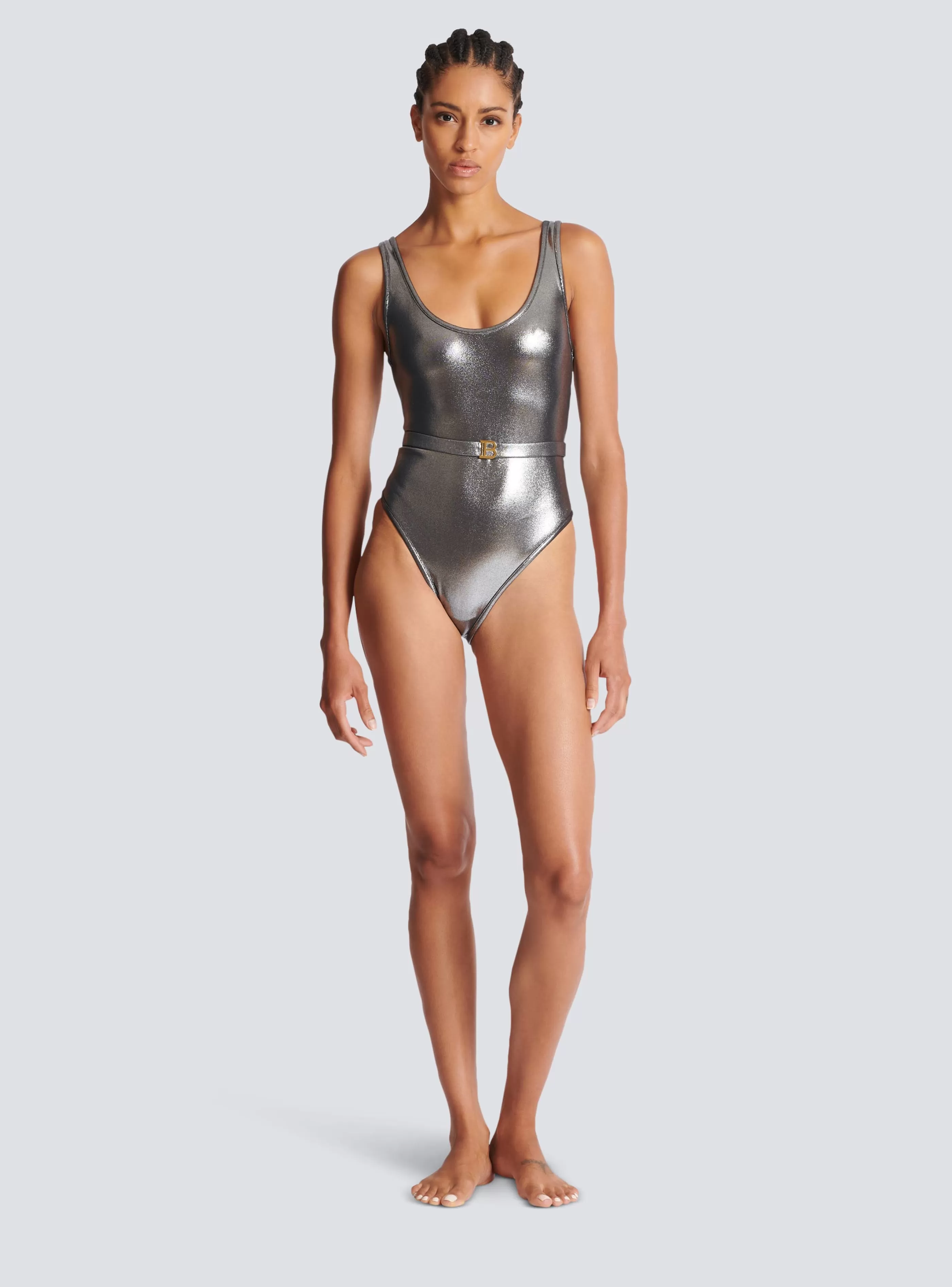 Balmain Costumi Da Bagno-B Metallic Swimsuit silver