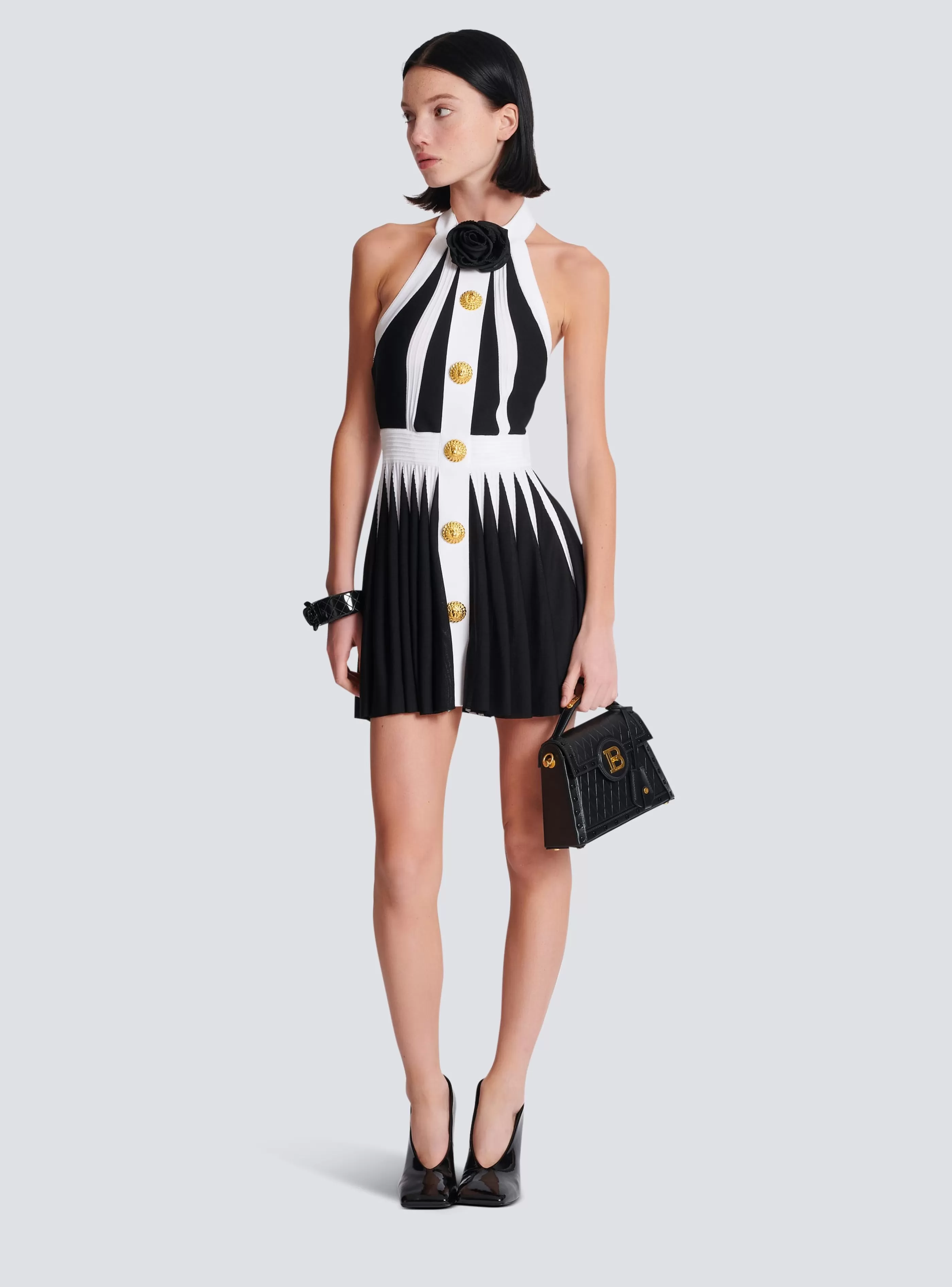 Balmain Maglieria | Abiti-Backless Knit Dress With Rose Detail black