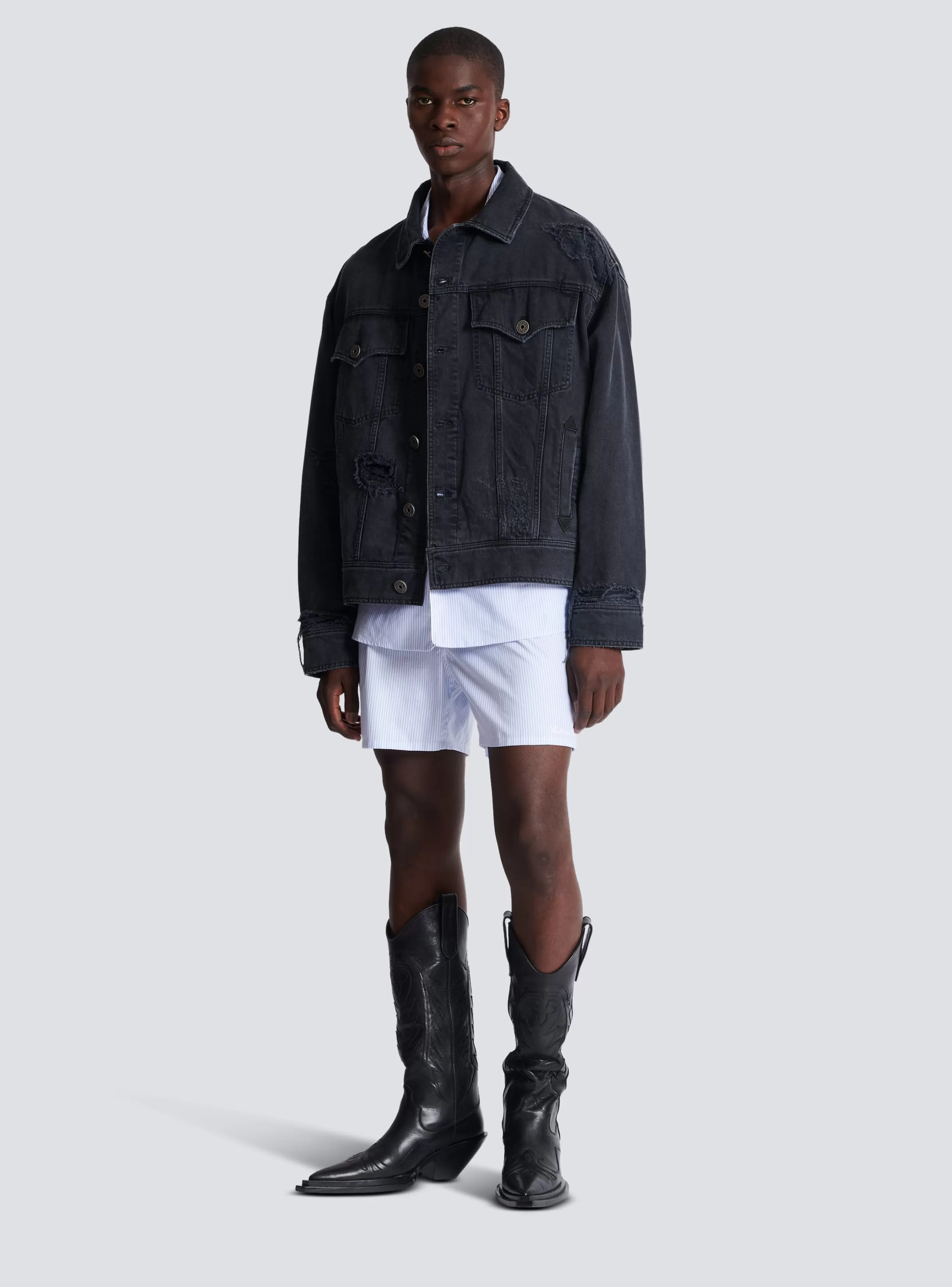 Balmain Pantaloni E Pantaloncini- Signature Boxer Shorts blue