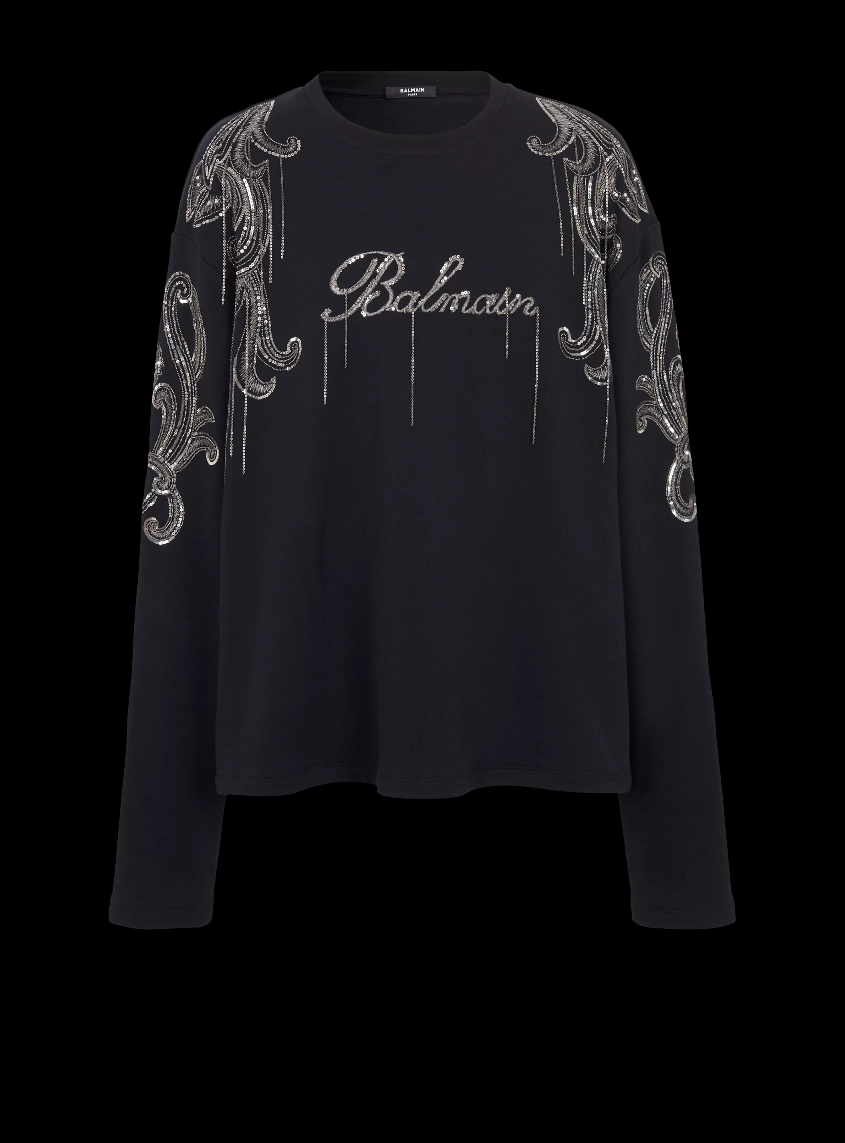 Balmain Felpe- Signature Chain Embroidered Sweater black