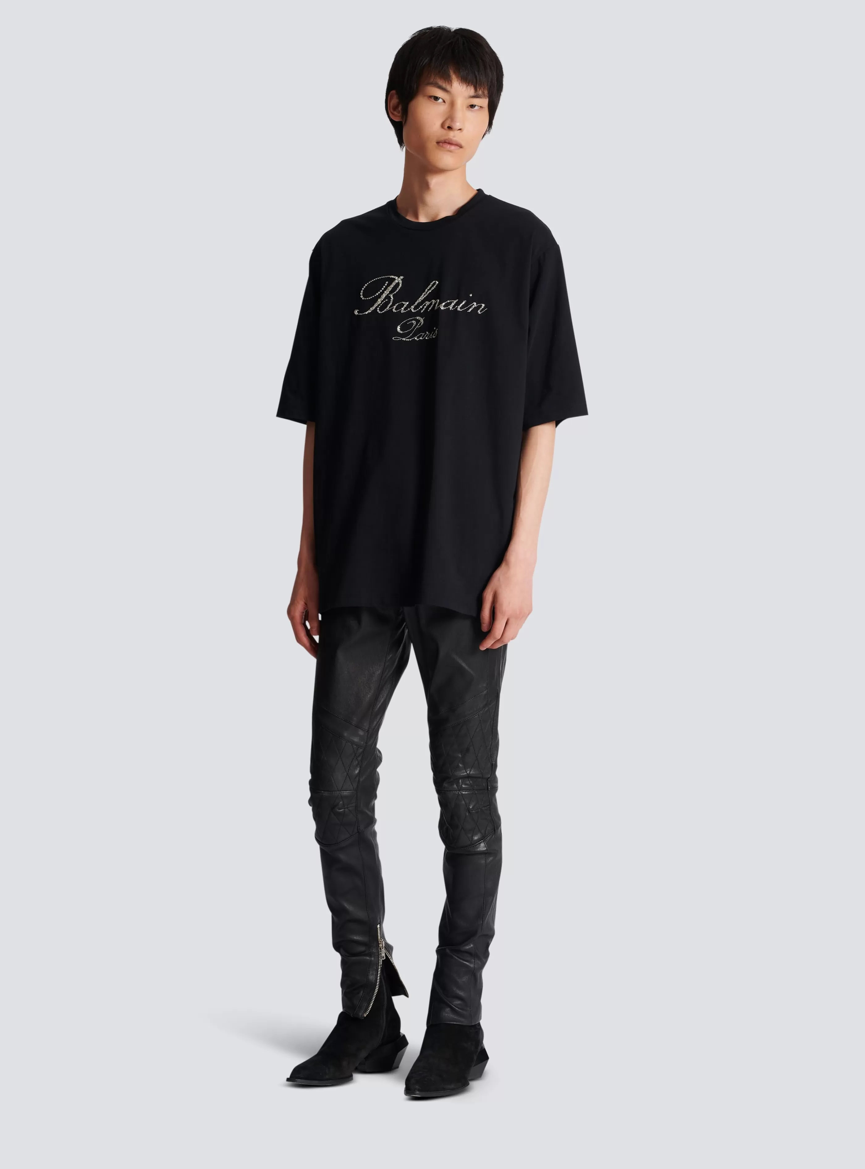 Balmain T-Shirts- Signature Embroidered T-shirt black