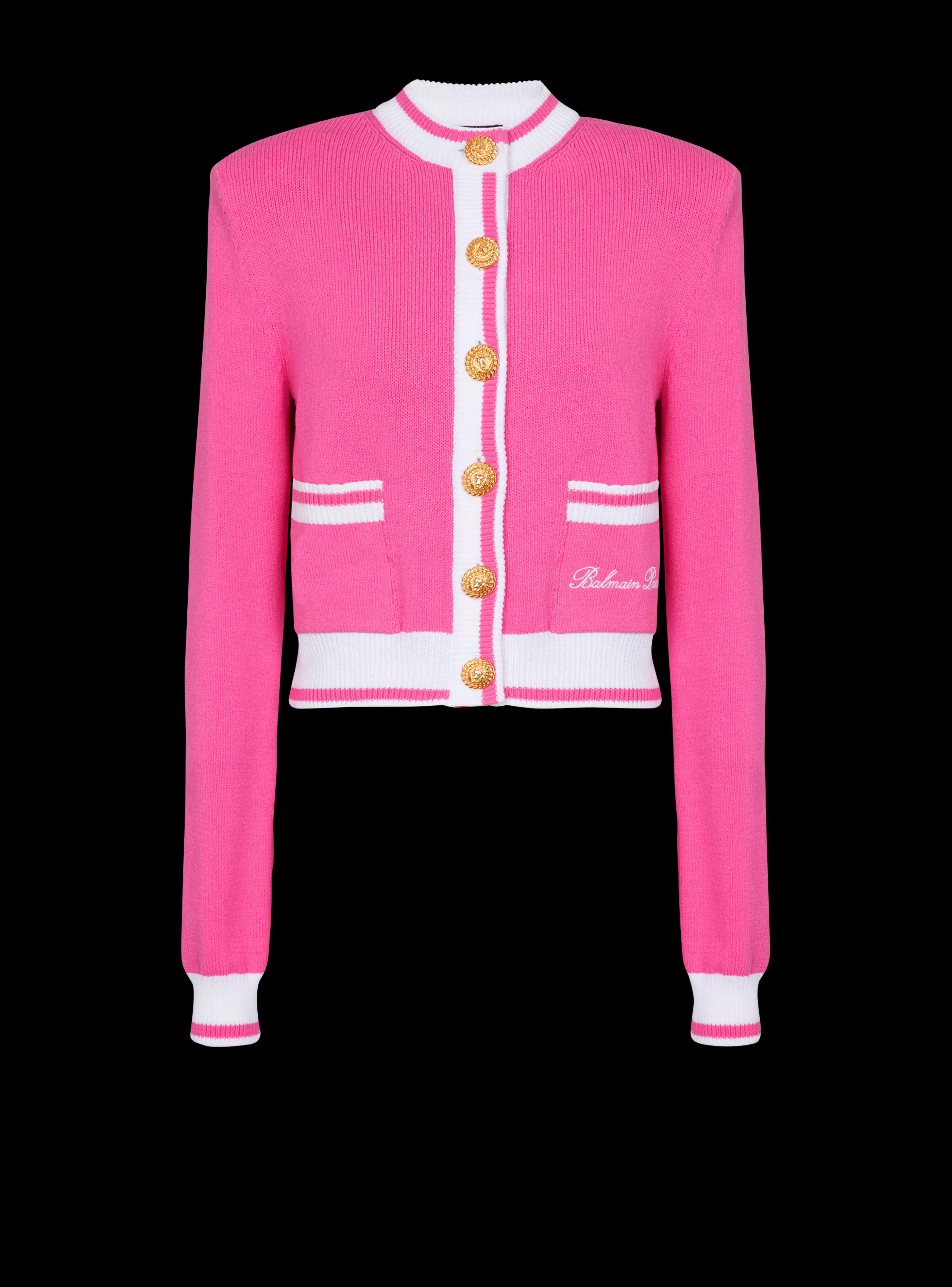 Balmain Maglieria- Signature Knit Cardigan pink