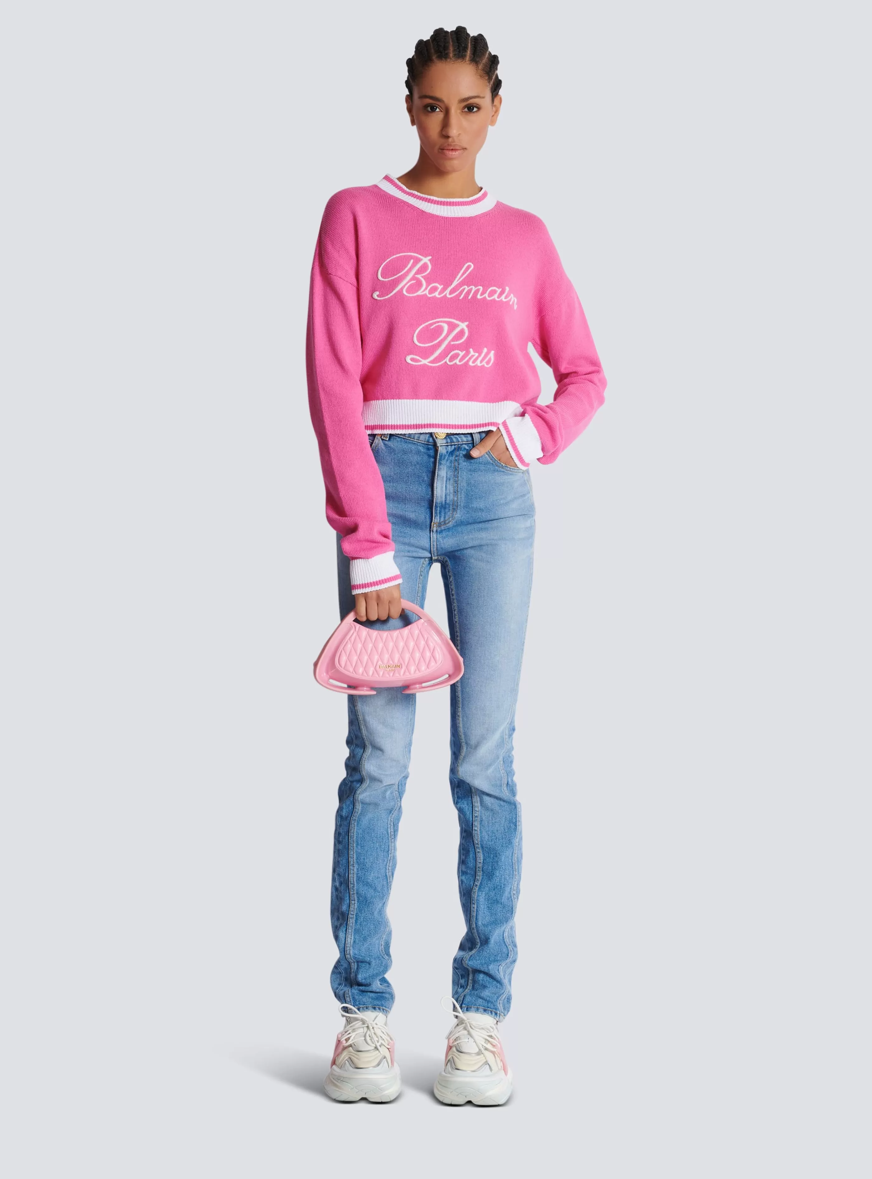 Balmain Maglieria- Signature Knit Jumper pink