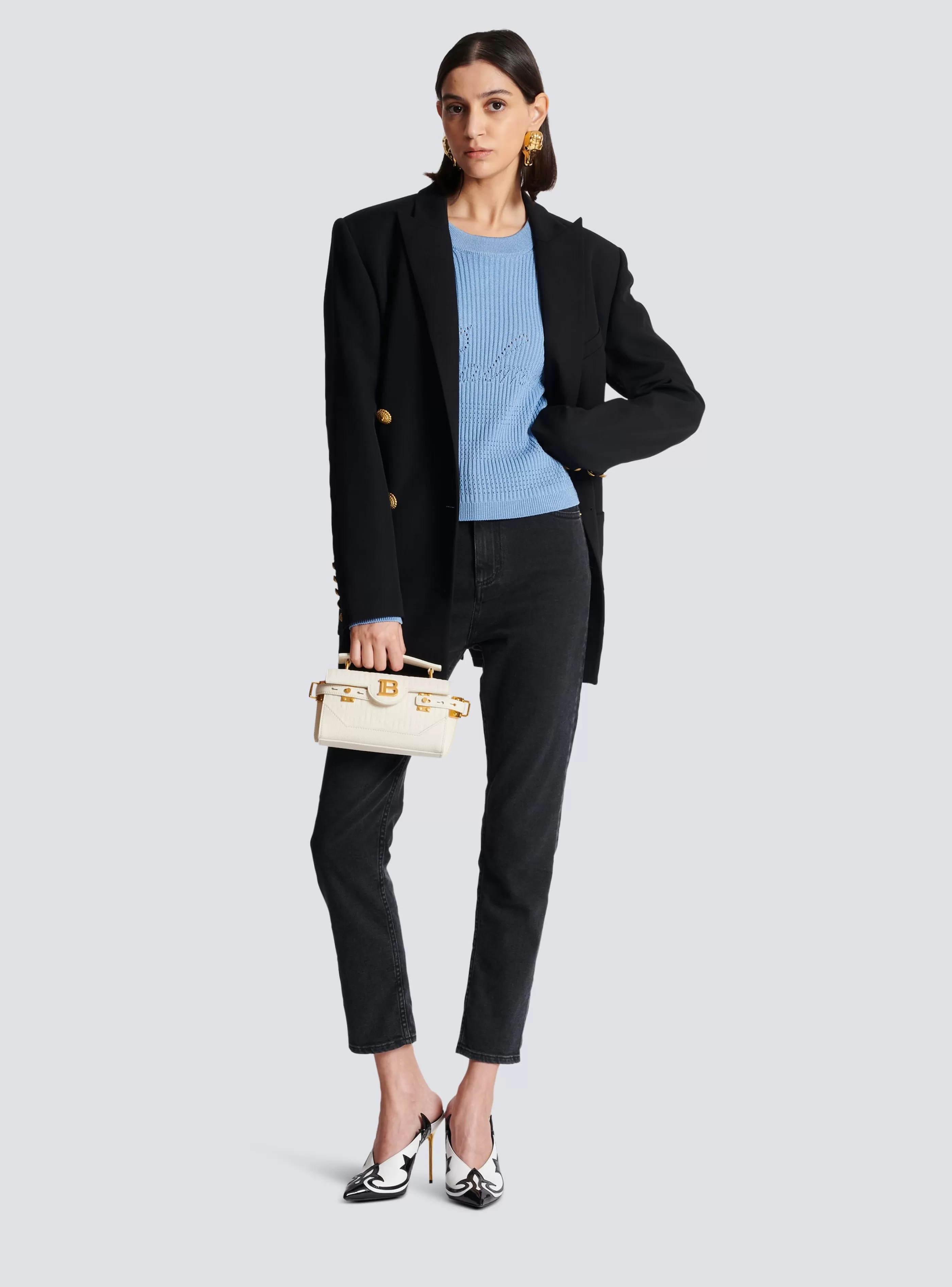Balmain Maglieria- Signature Knit Jumper blue