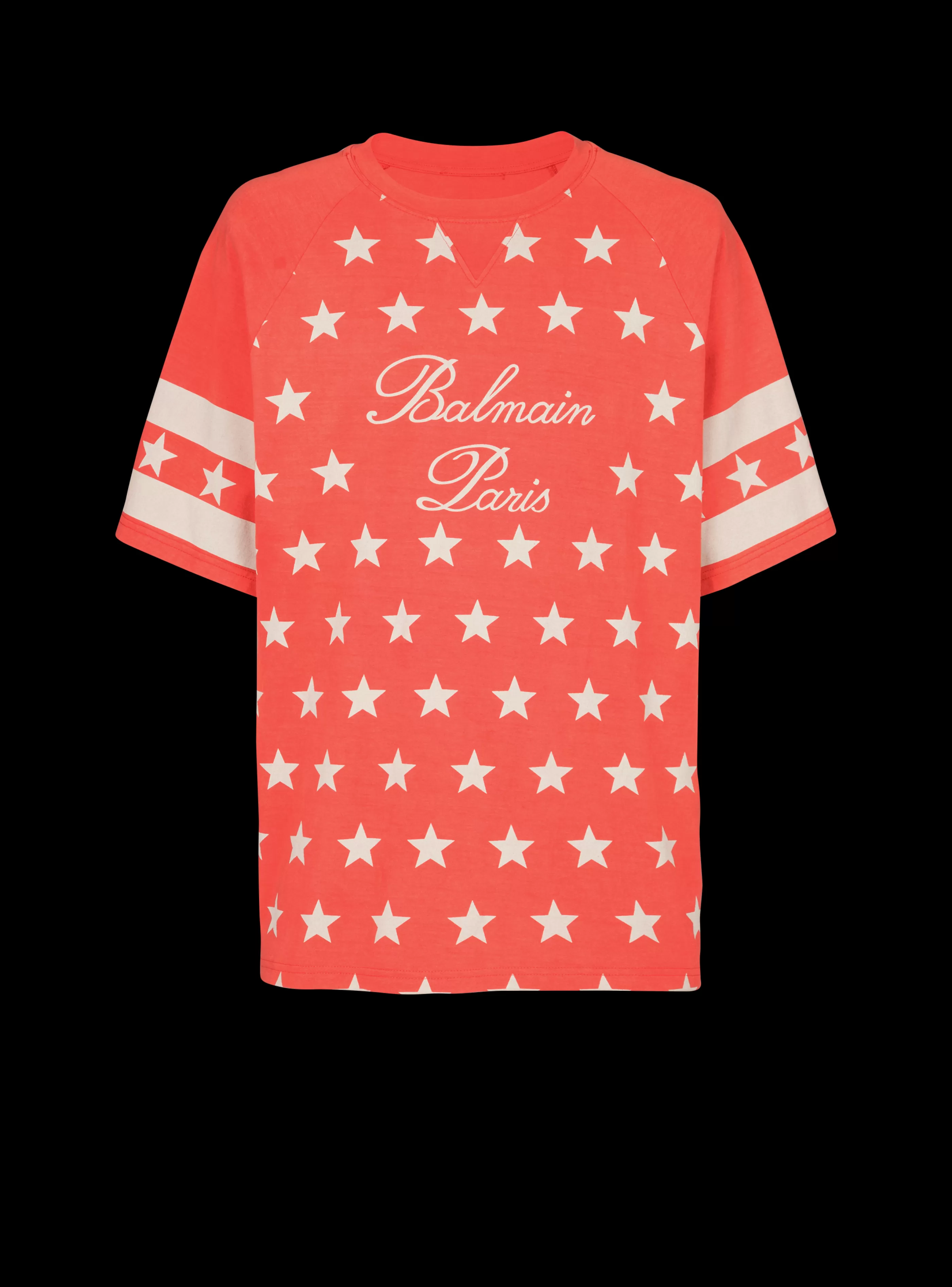 Balmain T-Shirts- Signature Stars T-shirt red