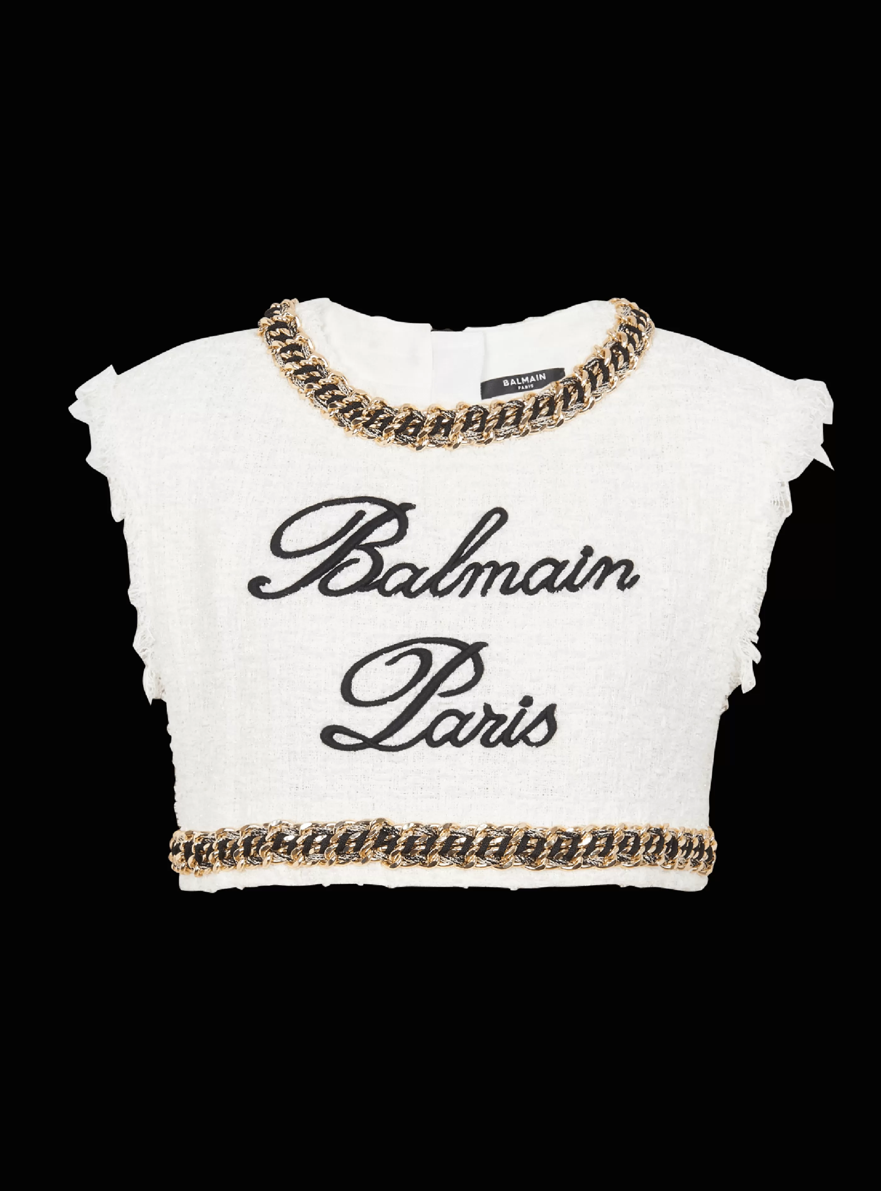 Balmain Top E Camicie- Signature Tweed Tank Top white