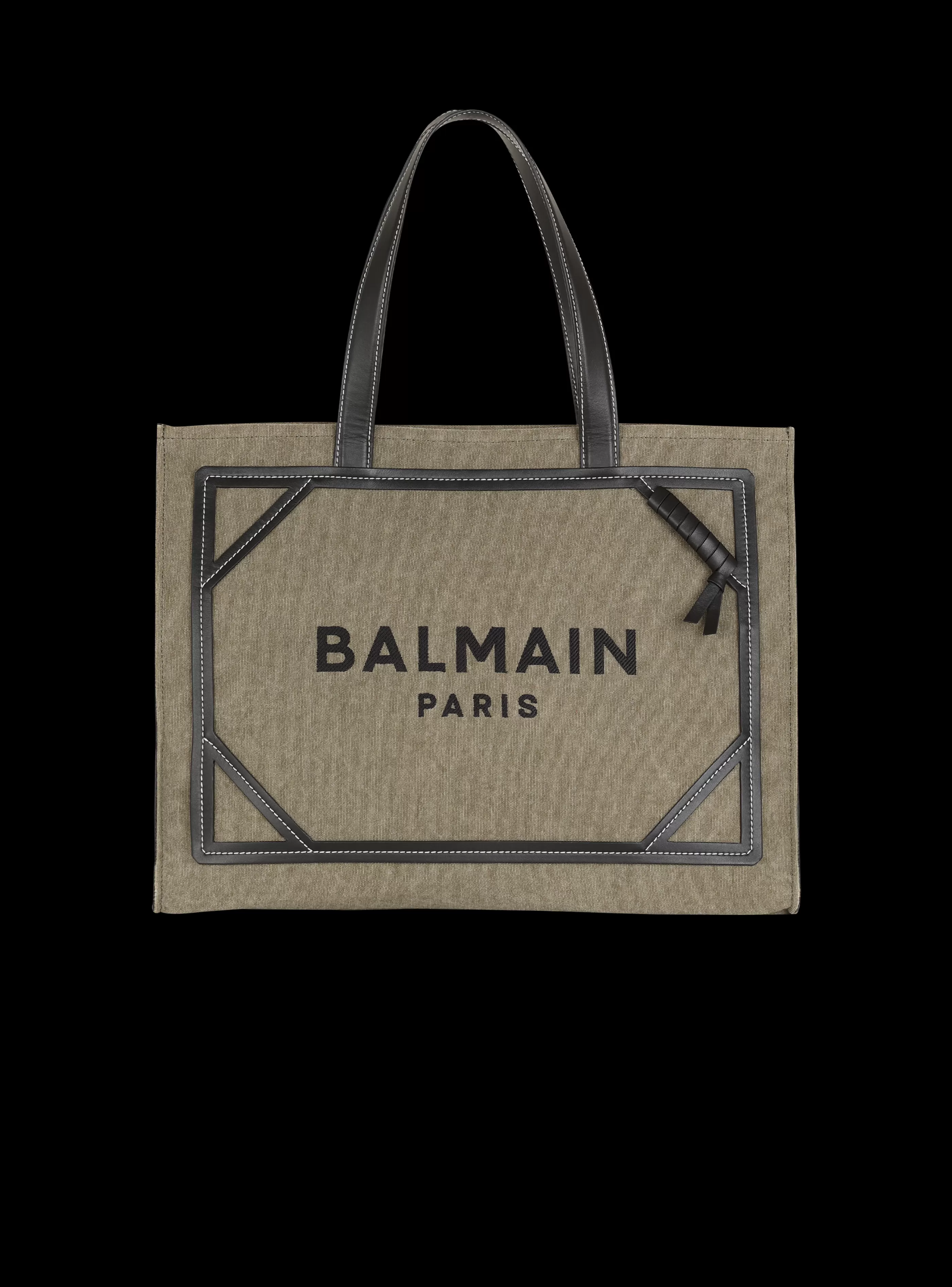 Balmain Shopper | Borse B-Army-B-Army 42 Canvas Tote Bag With Leather Details khaki