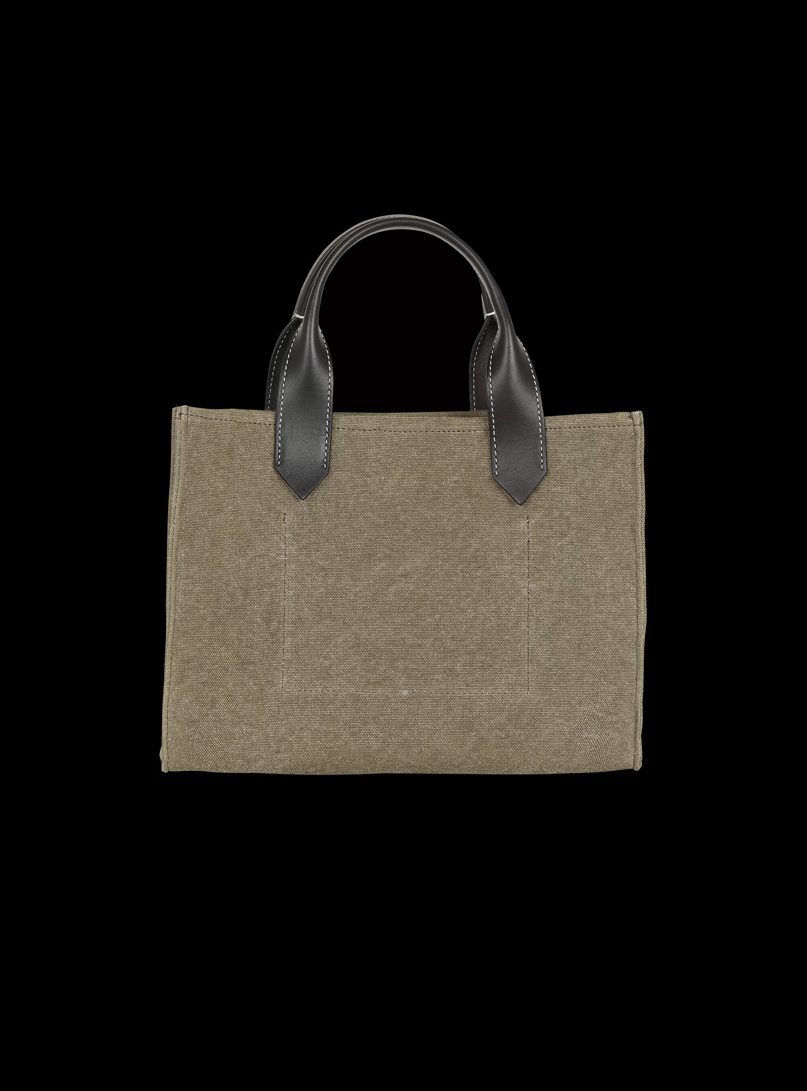 Balmain Shopper | Borse A Spalla-B-Army Small Canvas Shopping Bag With Leather Inserts khaki