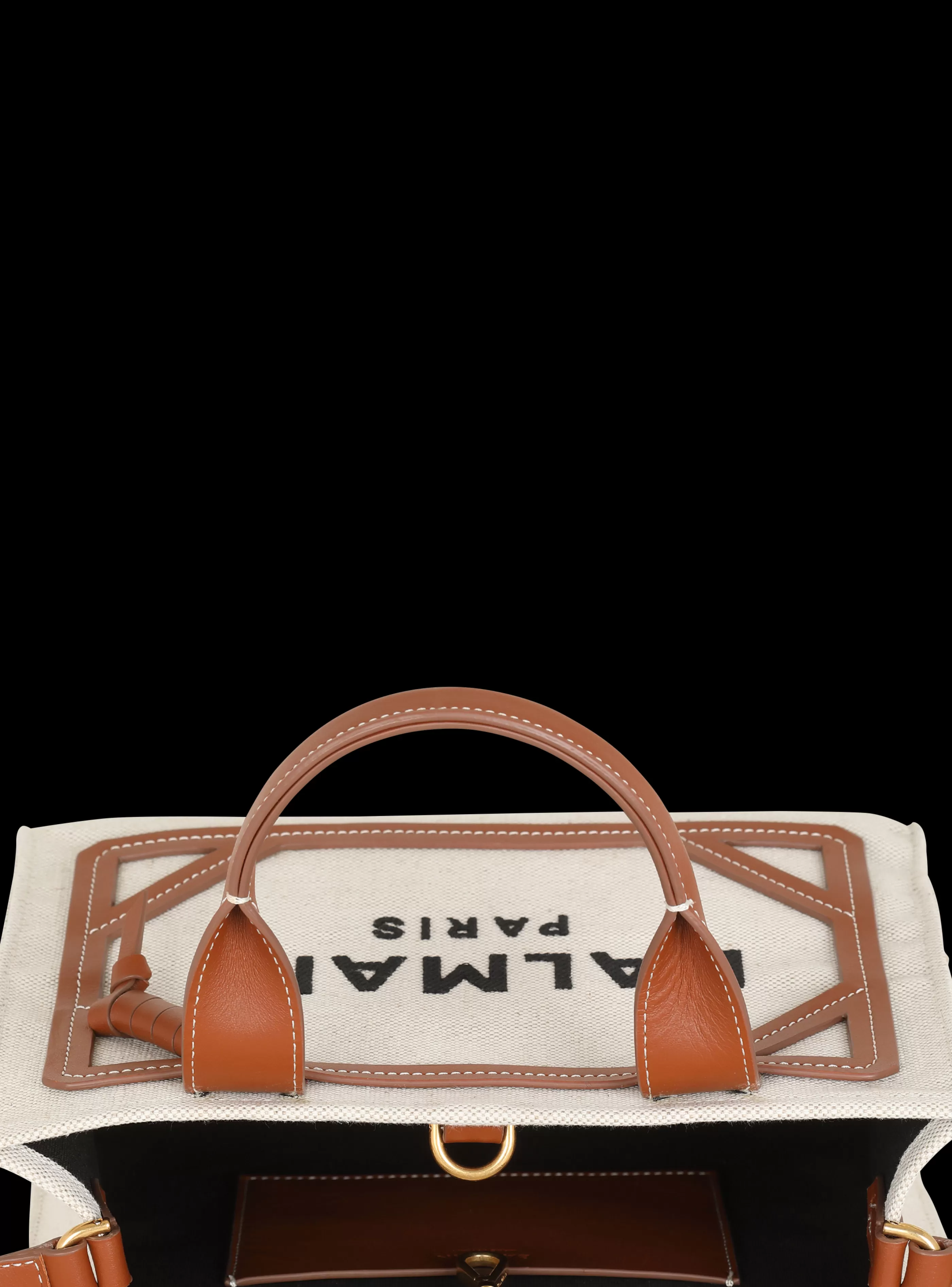 Balmain Shopper | Borse A Spalla-B-Army Small Canvas Shopping Bag With Leather Inserts brown