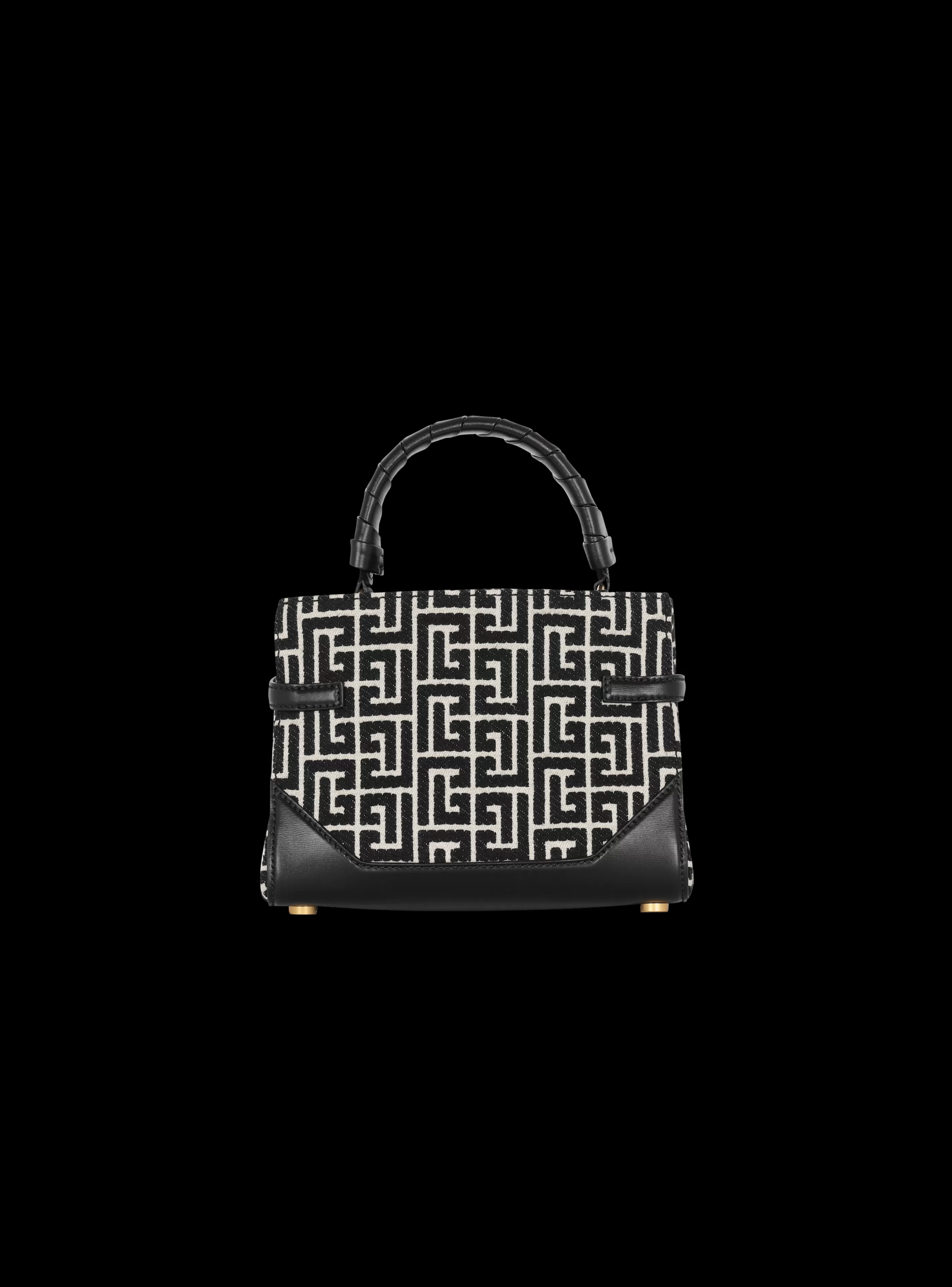 Balmain Borse A Spalla | Borse A Tracolla-B-Buzz 22 Top Handle Bag In Leather With Jacquard Monogram black