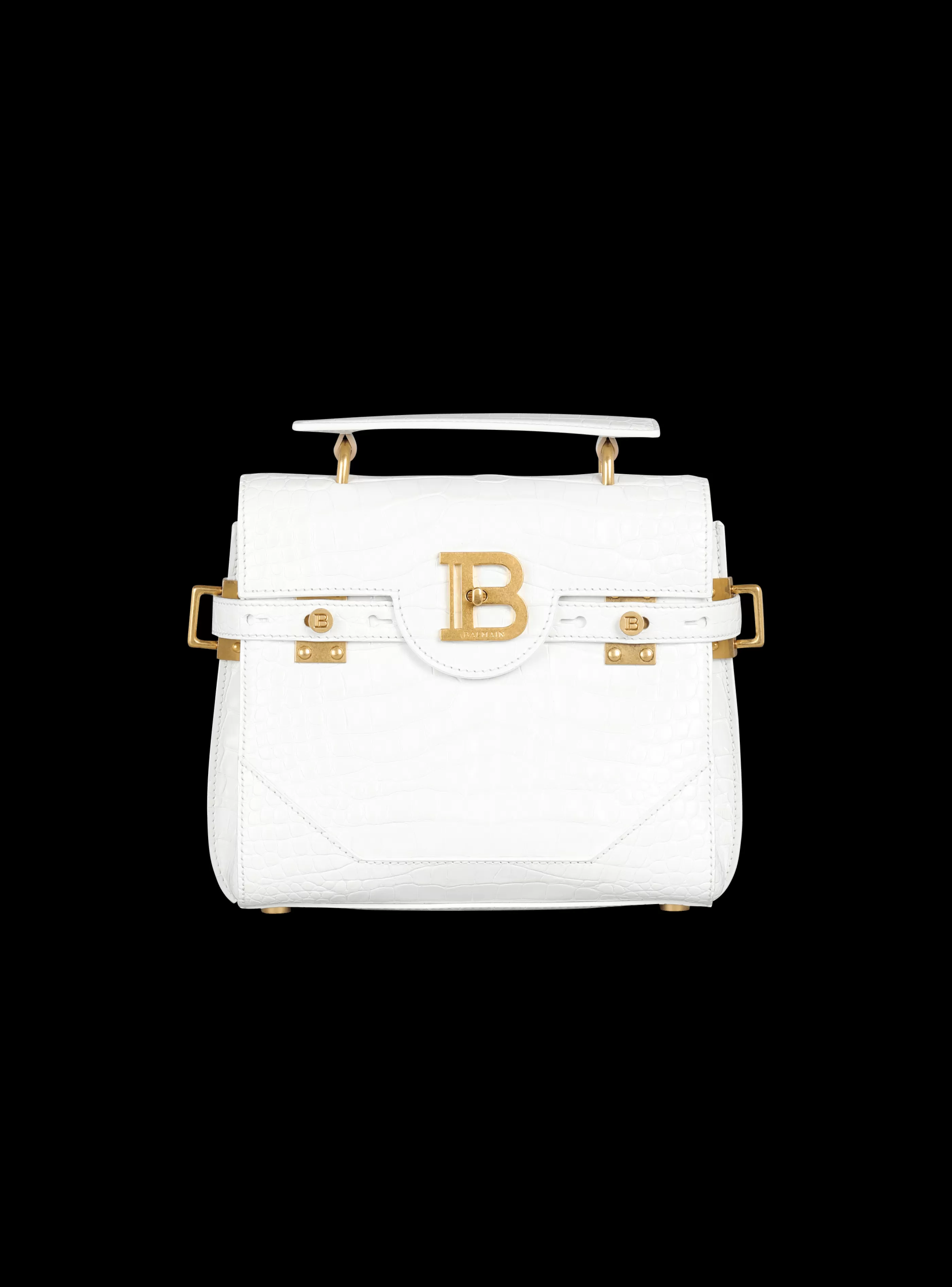 Balmain Borse A Spalla | Borse A Tracolla-B-Buzz 23 Bag In Crocodile Effect-embossed Leather white