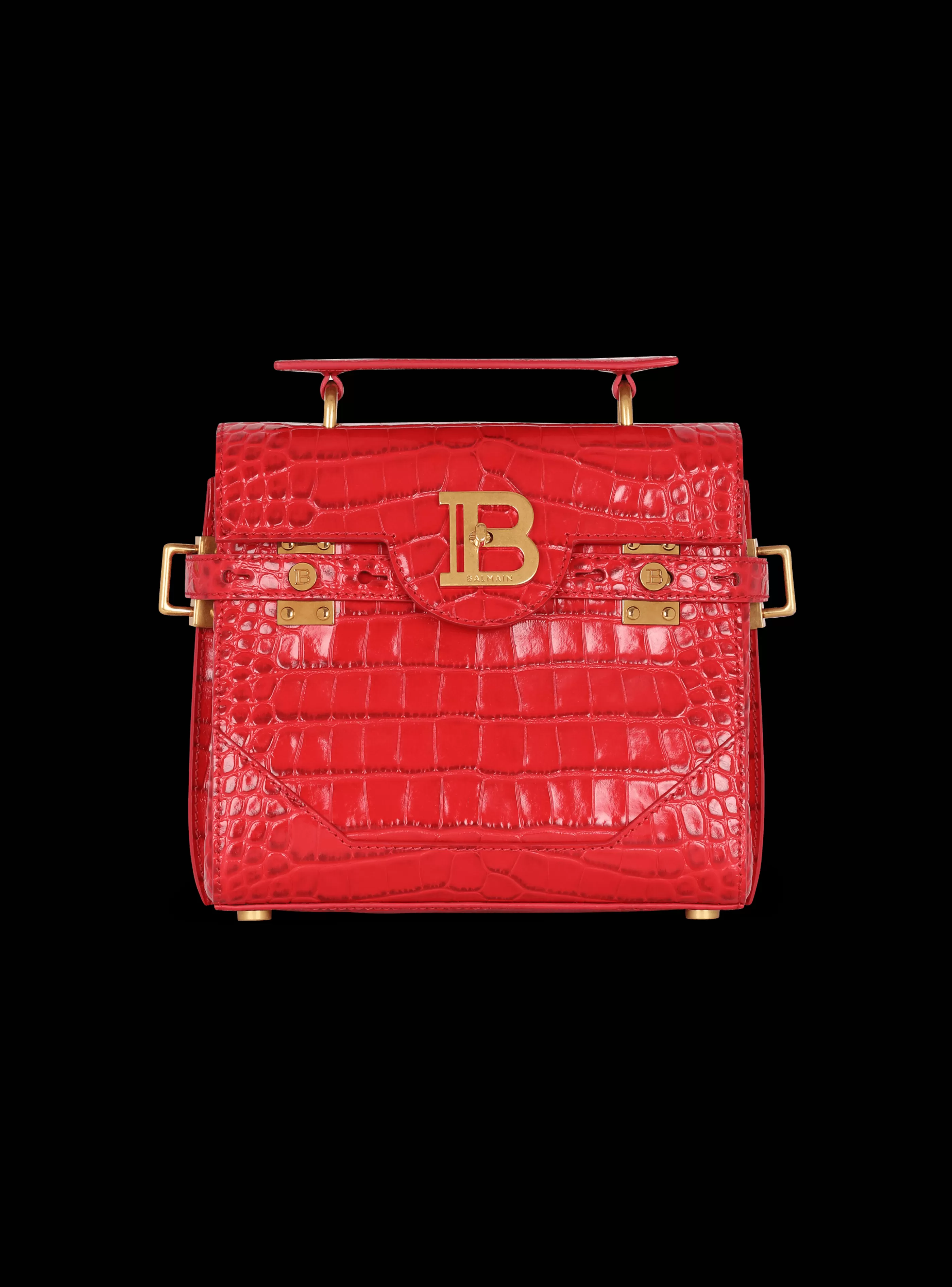Balmain Borse A Spalla | Borse A Tracolla-B-Buzz 23 Bag In Crocodile-print Leather red