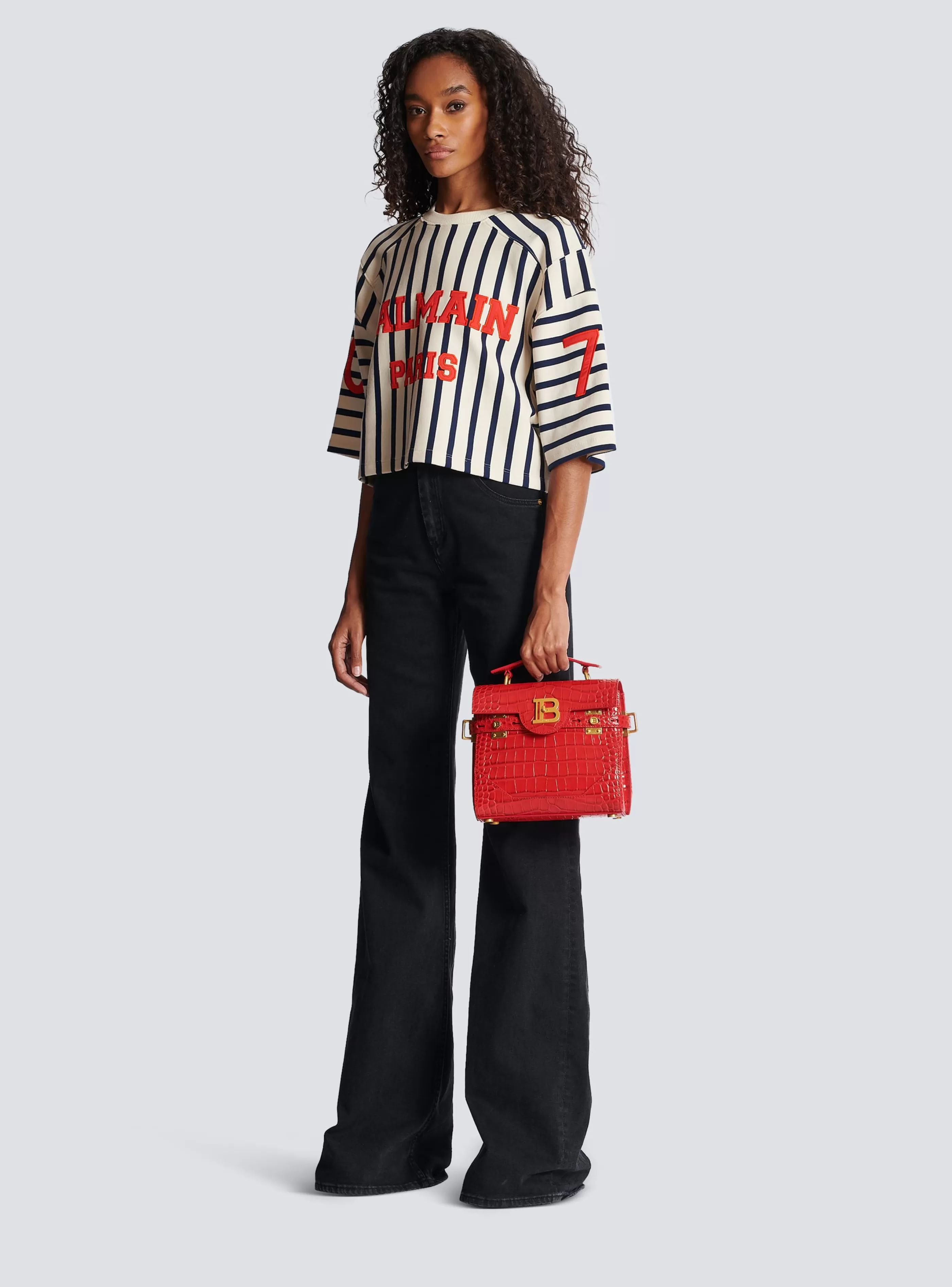 Balmain Borse A Spalla | Borse A Tracolla-B-Buzz 23 Bag In Crocodile-print Leather red
