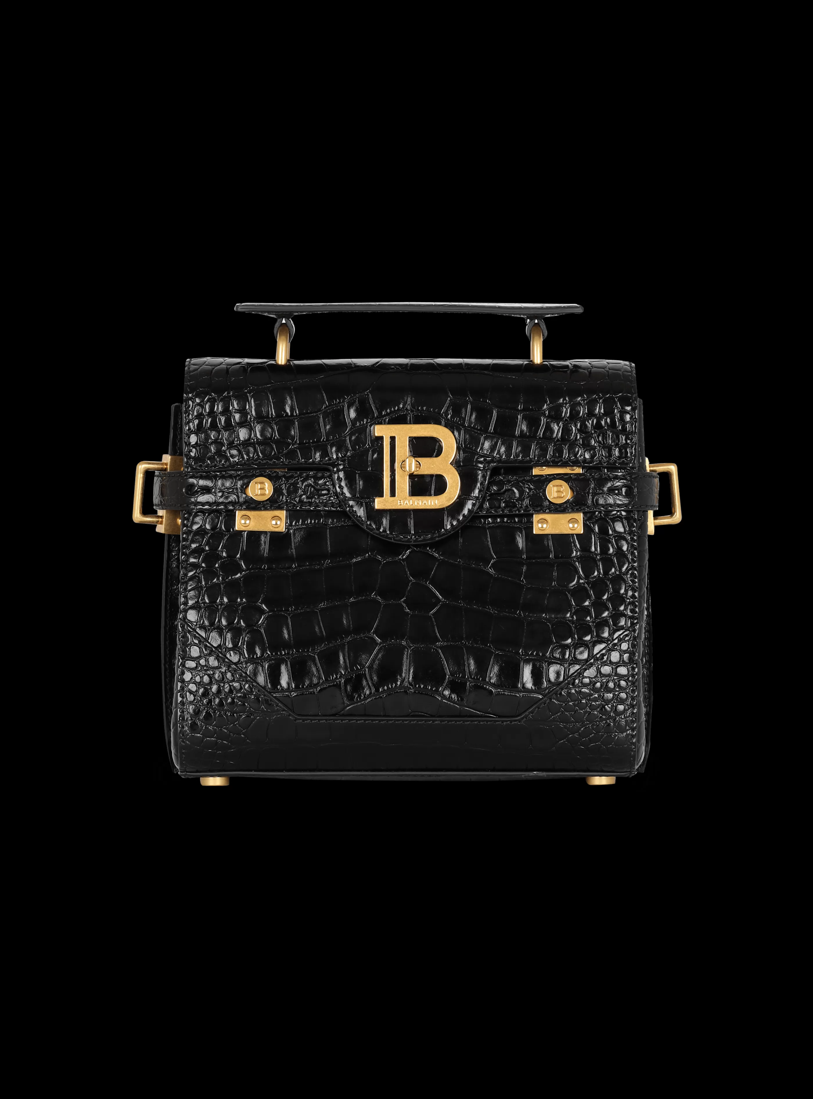 Balmain Borse A Spalla | Borse A Tracolla-B-Buzz 23 Bag In Crocodile-print Leather black