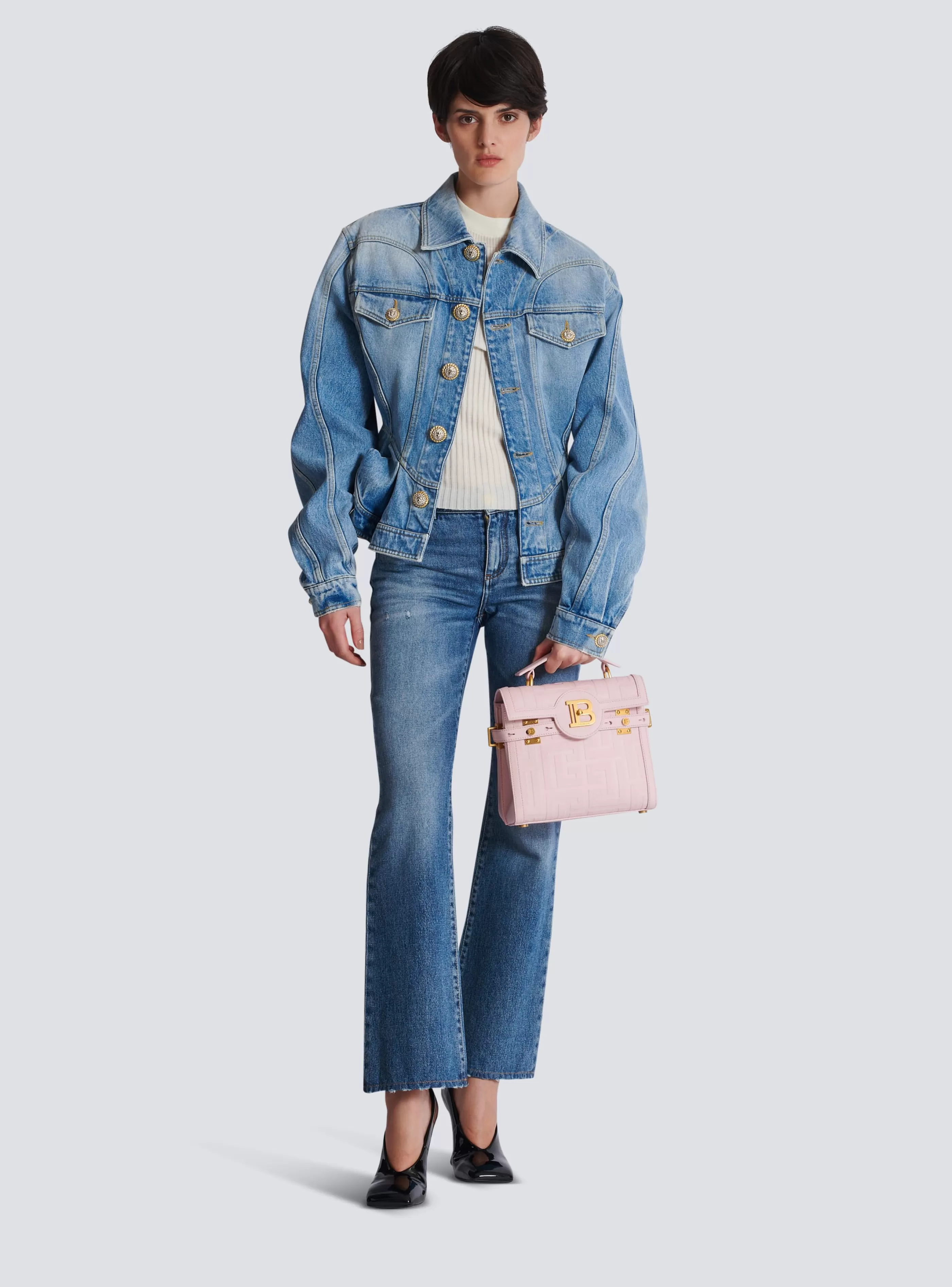 Balmain Borse A Spalla | Borse A Tracolla-B-Buzz 23 Bag In Grained PB Labyrinth Leather pink