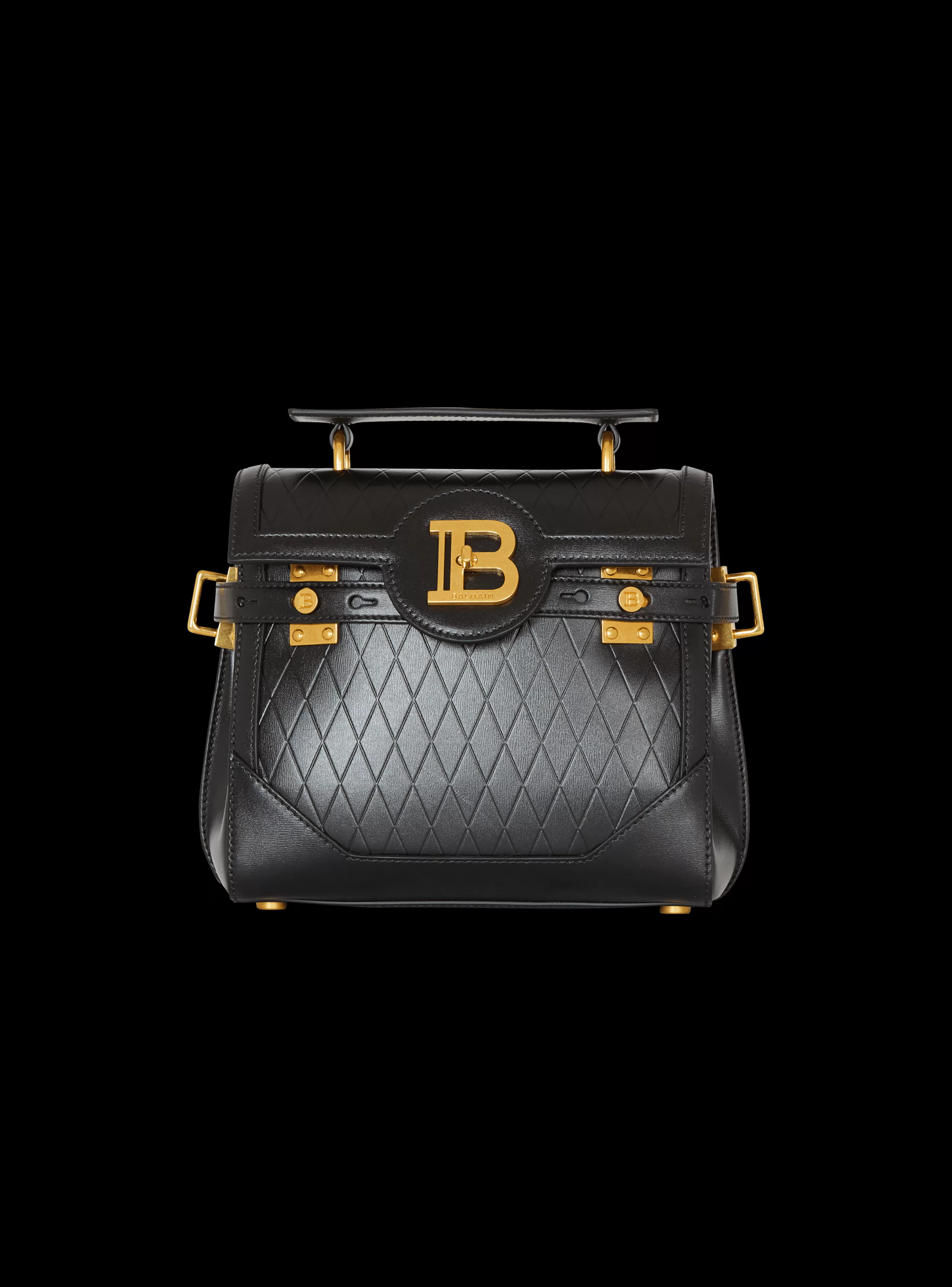 Balmain Borse A Spalla | Borse A Tracolla-B-Buzz 23 Bag In Grid-embossed Calfskin black