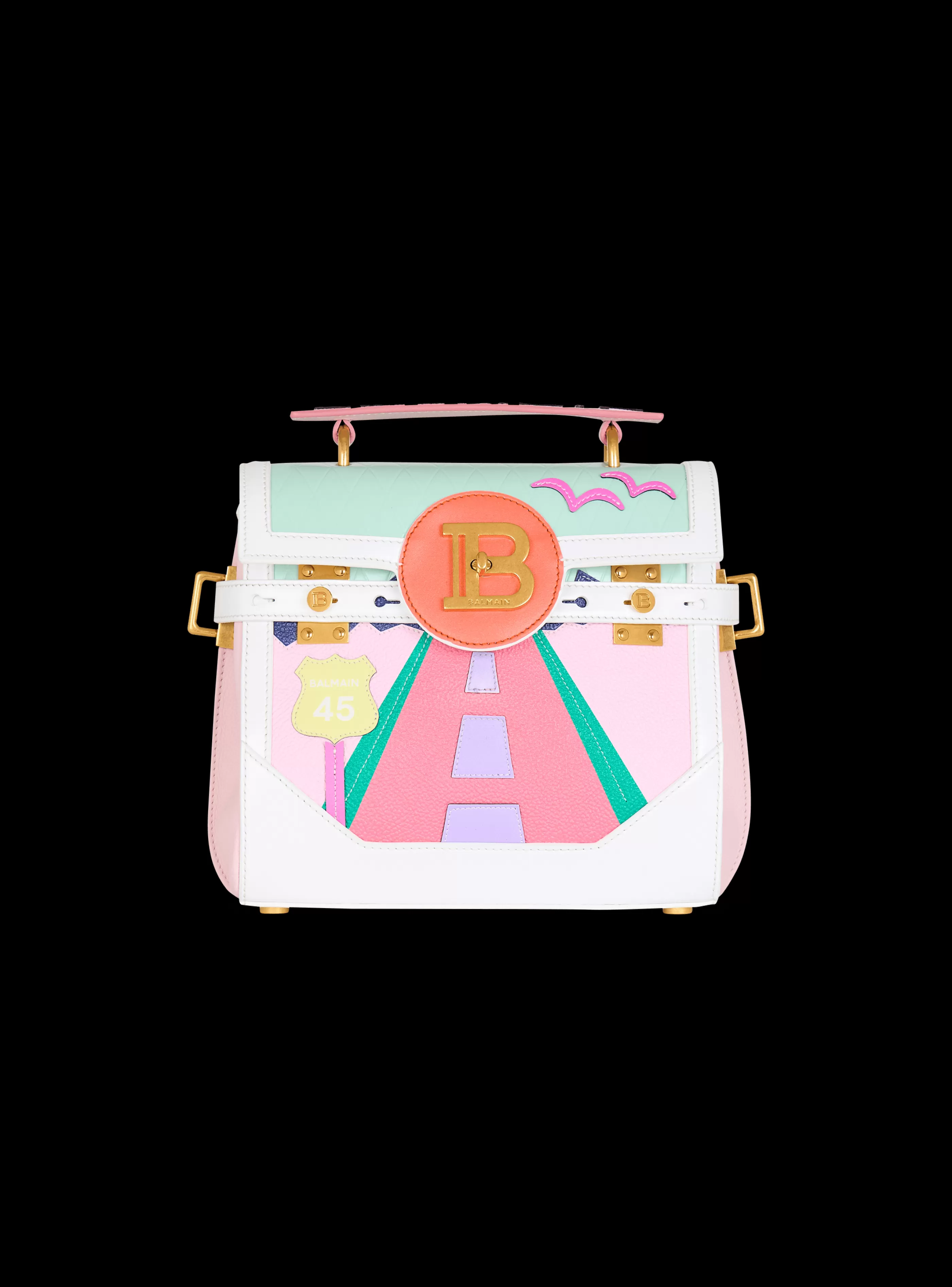 Balmain Borse A Spalla | Borse A Tracolla-B-Buzz 23 Calfskin And Postcard Patchwork Bag multicolor