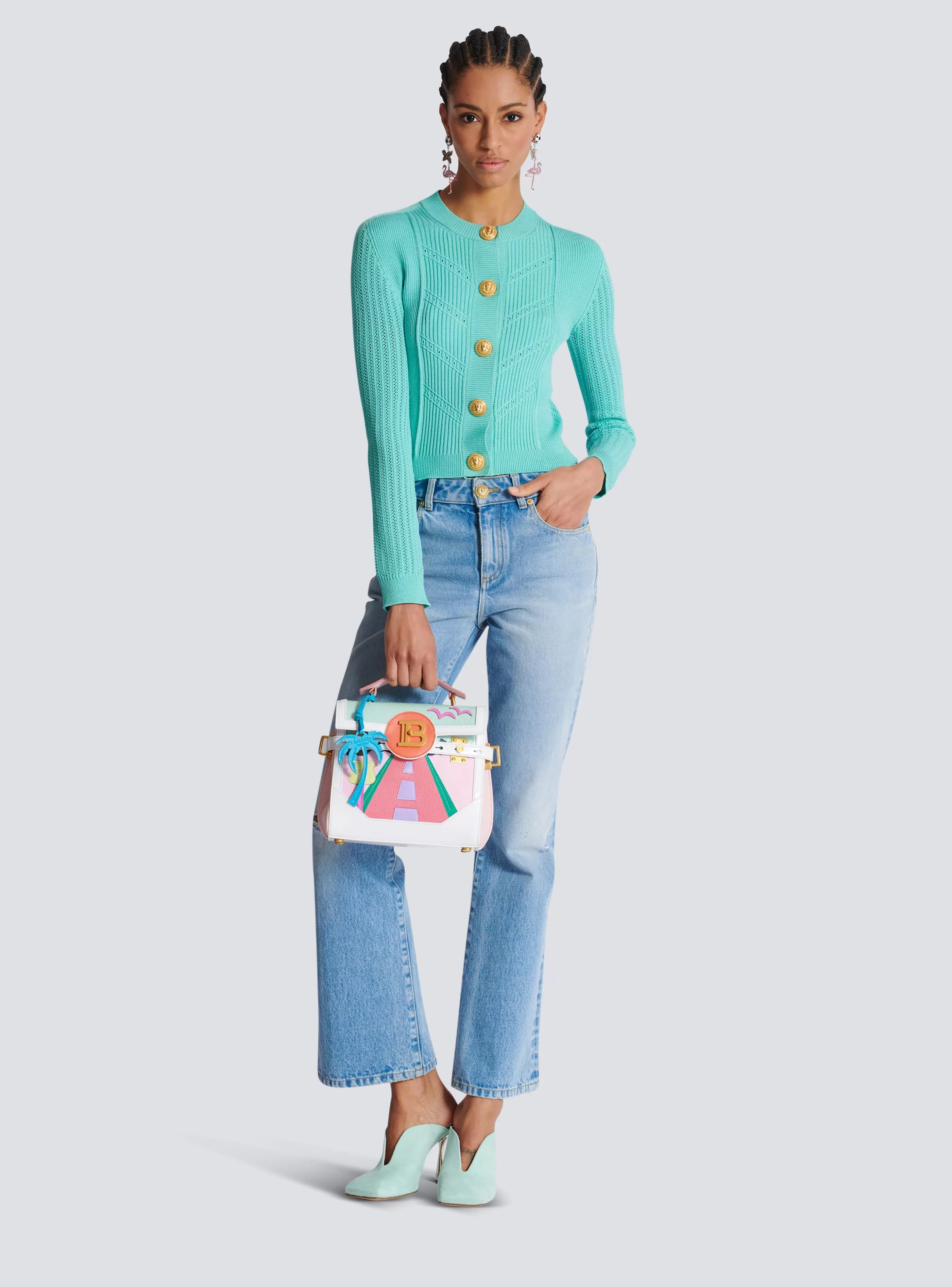 Balmain Borse A Spalla | Borse A Tracolla-B-Buzz 23 Calfskin And Postcard Patchwork Bag multicolor