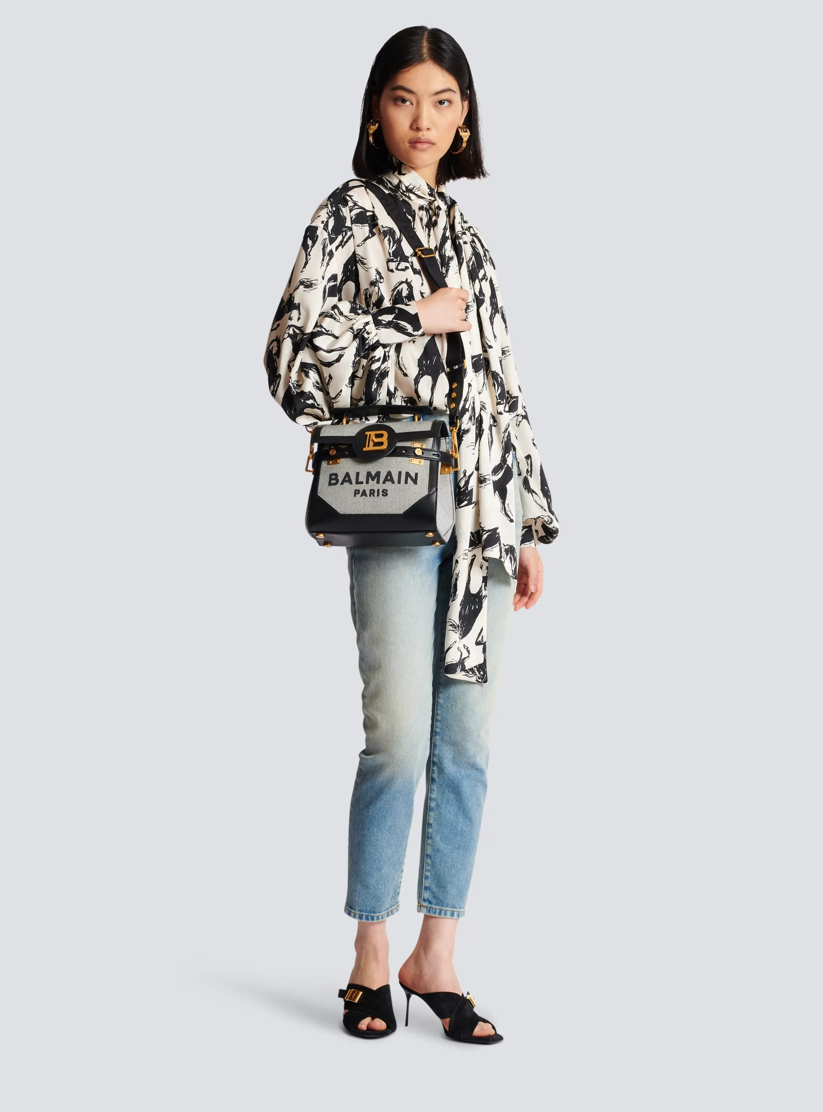 Balmain Borse A Spalla | Borse A Tracolla-B-Buzz 23 Canvas And Leather Bag black