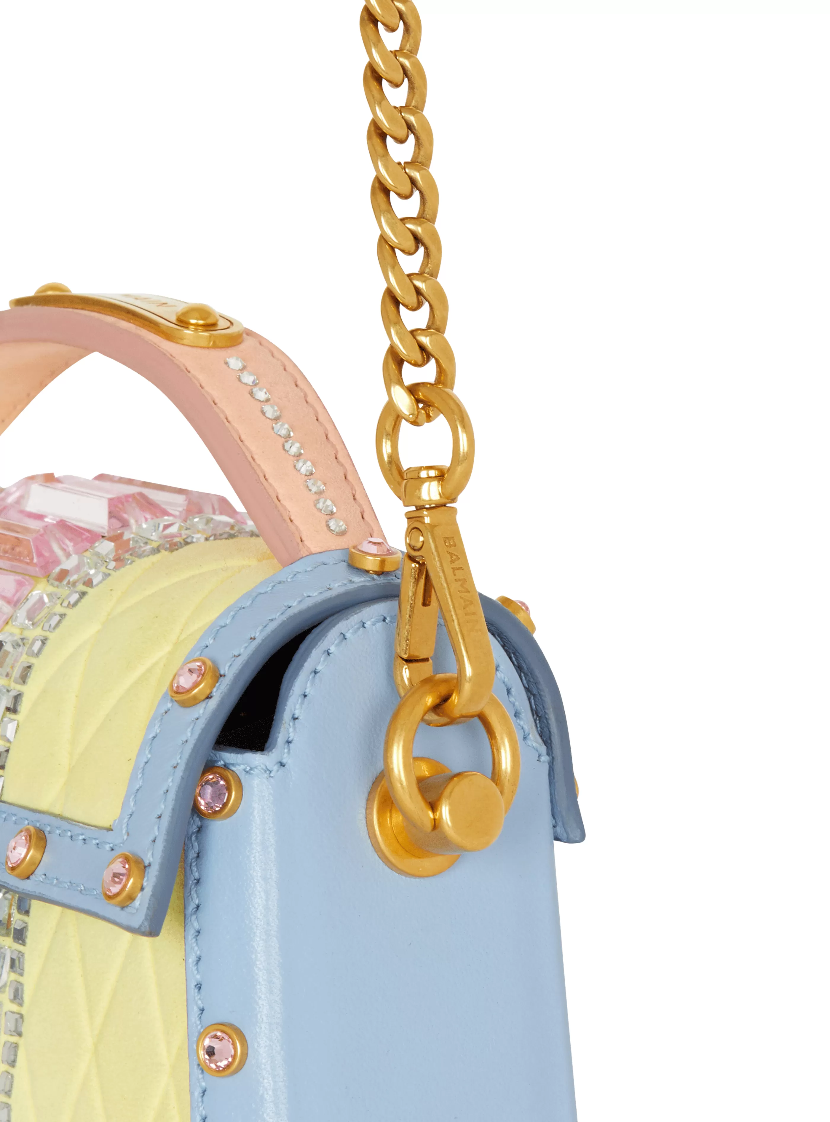 Balmain Borse Mini | Borse A Spalla-B-Buzz Dynasty Small Suede Bag With Embossed Grid Motif And Embroidery multicolor
