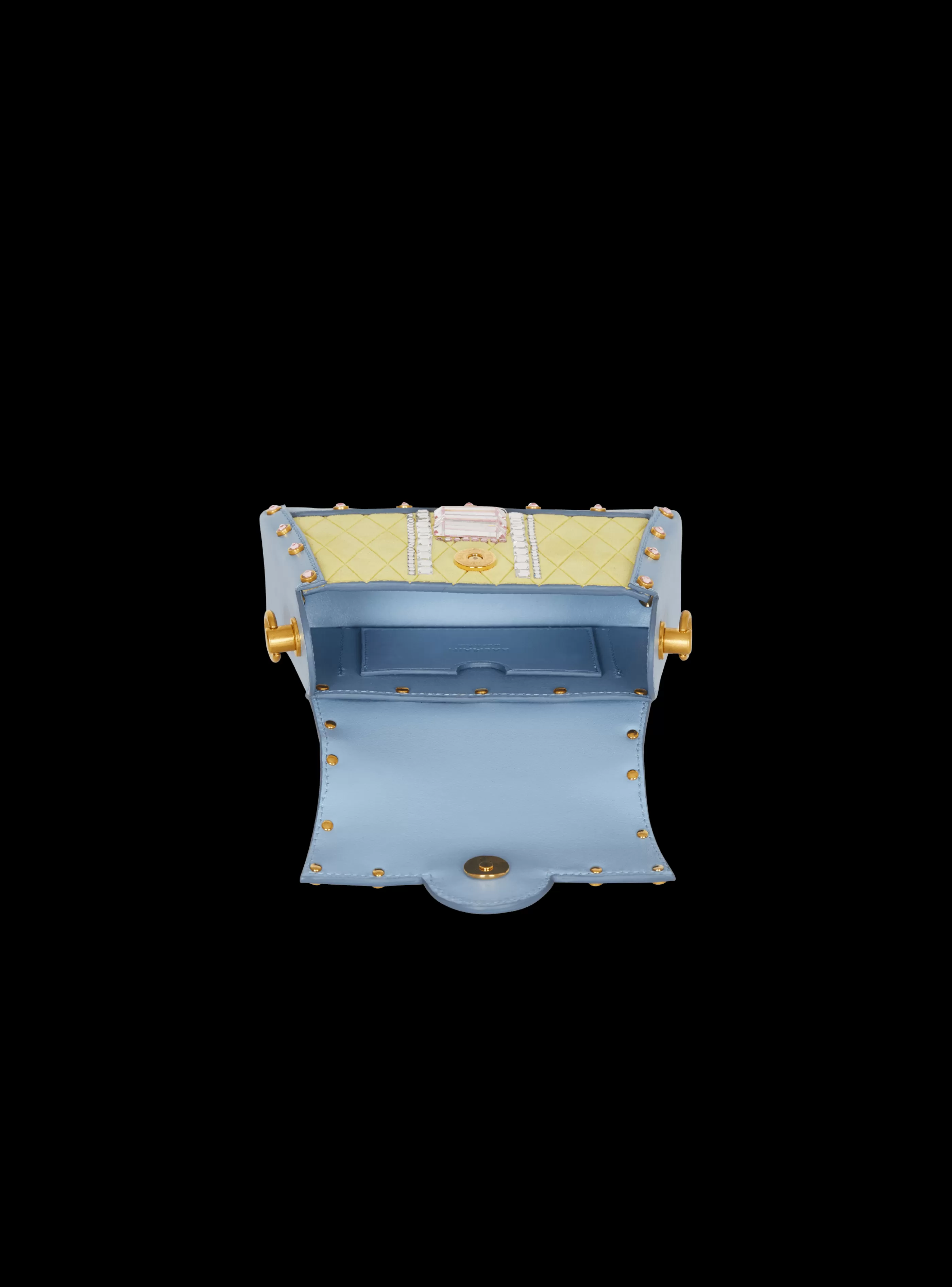 Balmain Borse Mini | Borse A Spalla-B-Buzz Dynasty Small Suede Bag With Embossed Grid Motif And Embroidery multicolor