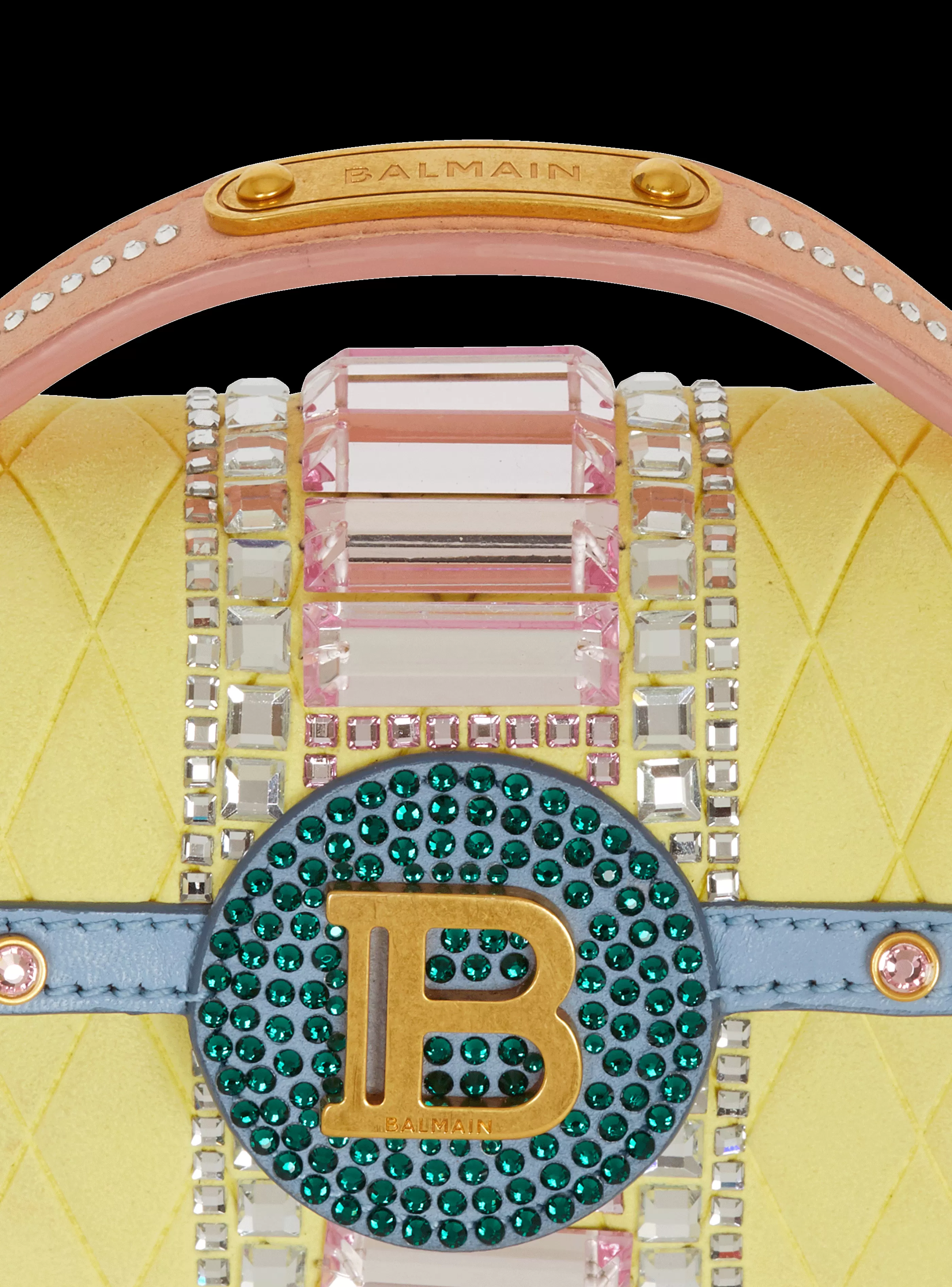 Balmain Borse Mini | Borse A Spalla-B-Buzz Dynasty Small Suede Bag With Embossed Grid Motif And Embroidery multicolor