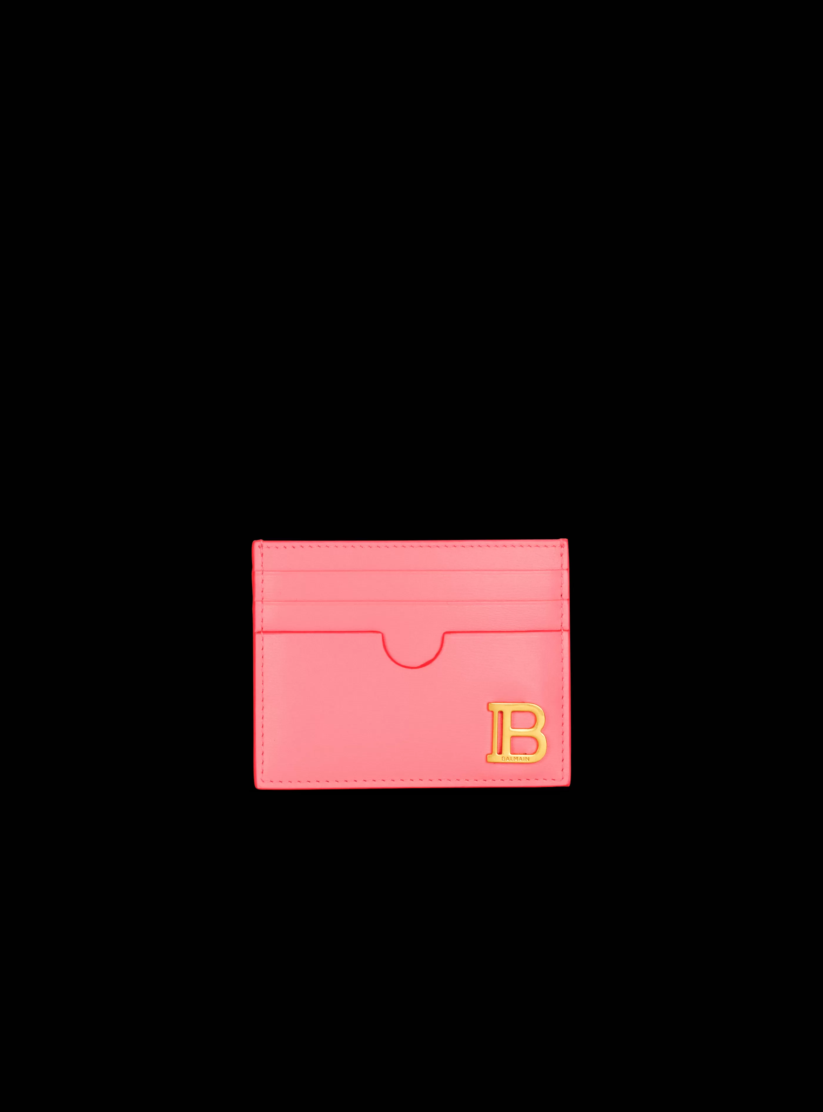 Balmain Piccola Pelletteria-B-Buzz Grained Leather Card Holder pink