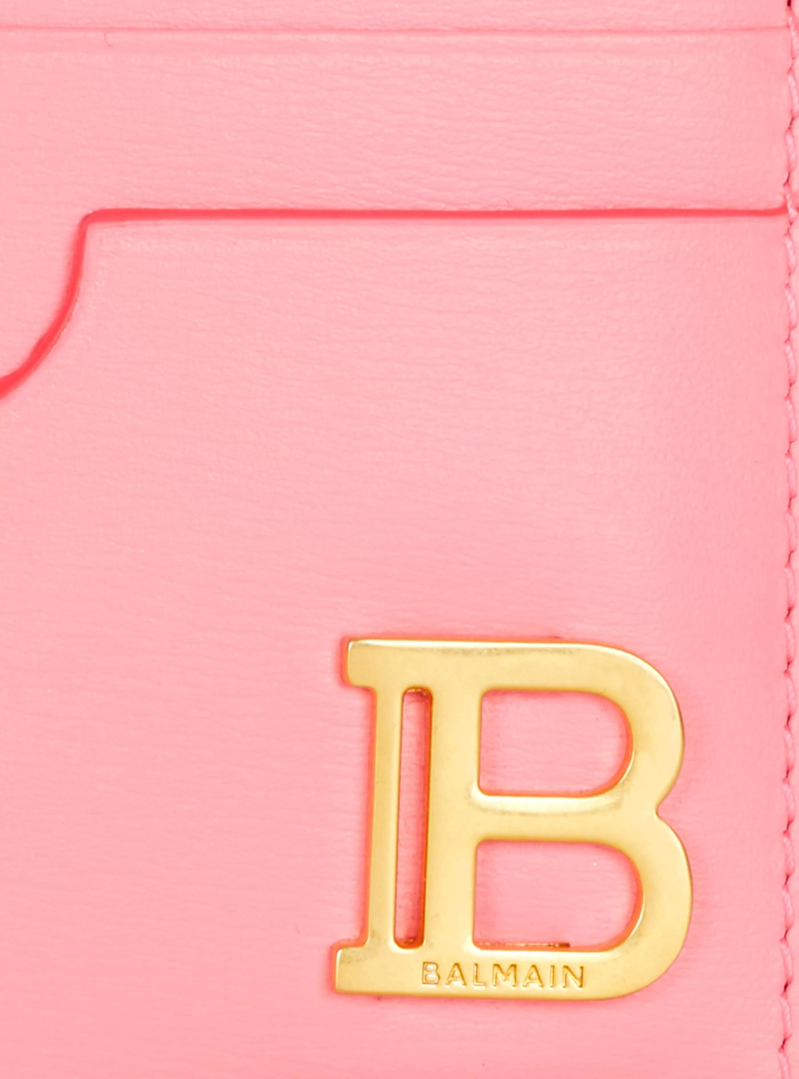Balmain Piccola Pelletteria-B-Buzz Grained Leather Card Holder pink
