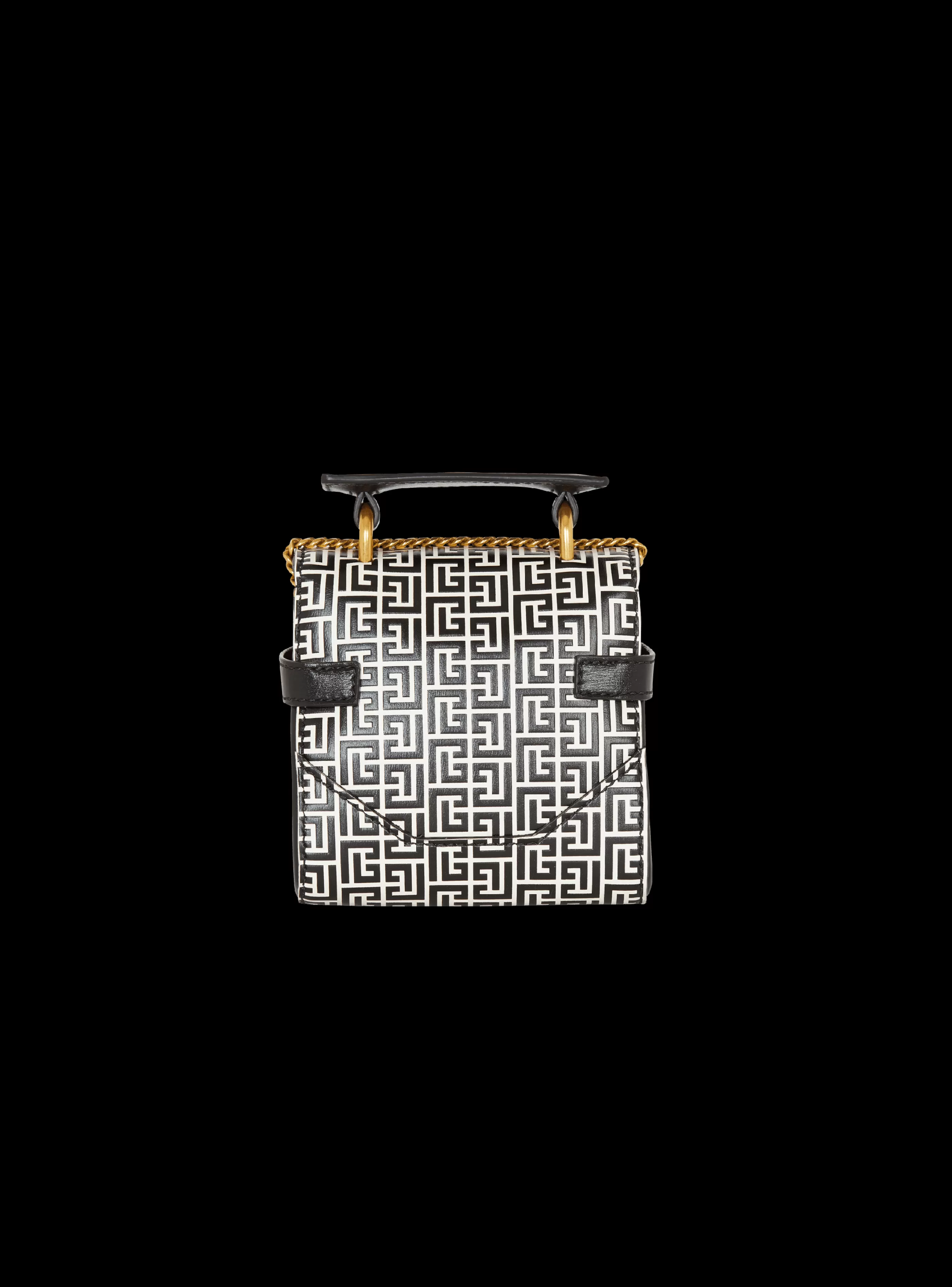 Balmain Borse Mini | Borse A Spalla-B-Buzz Mini 12 Bag In Embossed Calfskin With A PB Labyrinth Monogram black