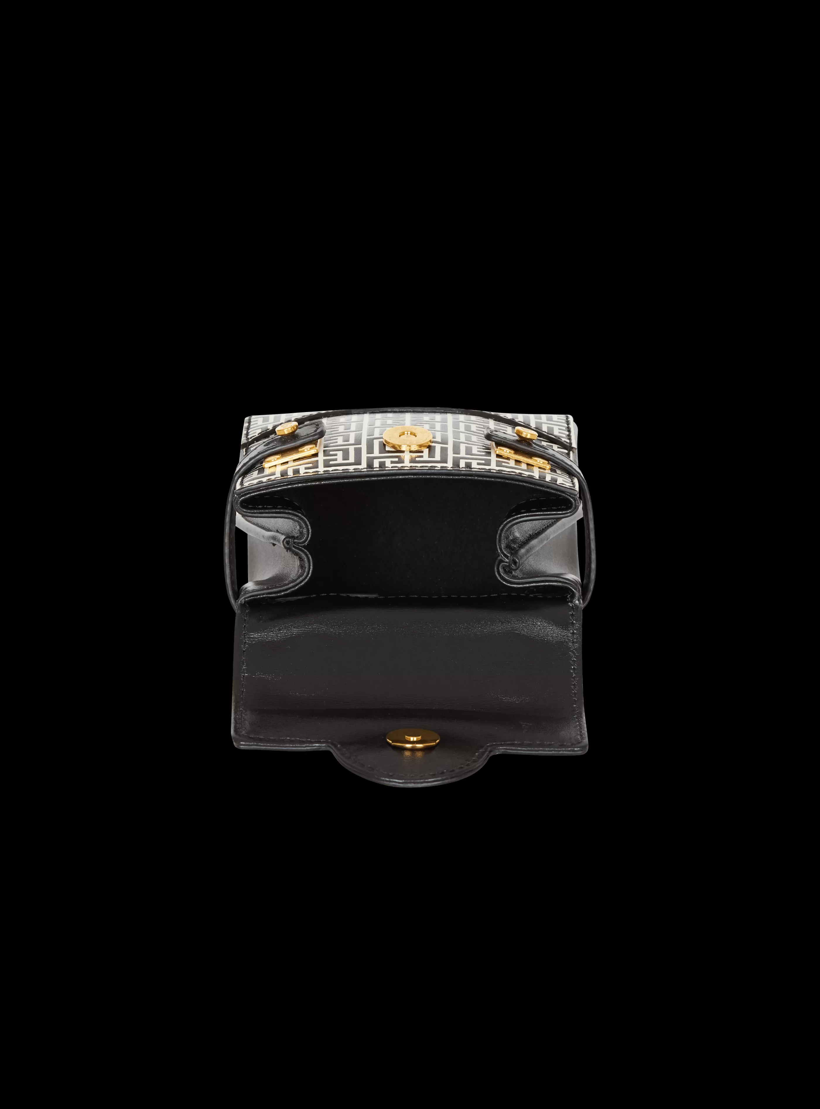 Balmain Borse Mini | Borse A Spalla-B-Buzz Mini 12 Bag In Embossed Calfskin With A PB Labyrinth Monogram black