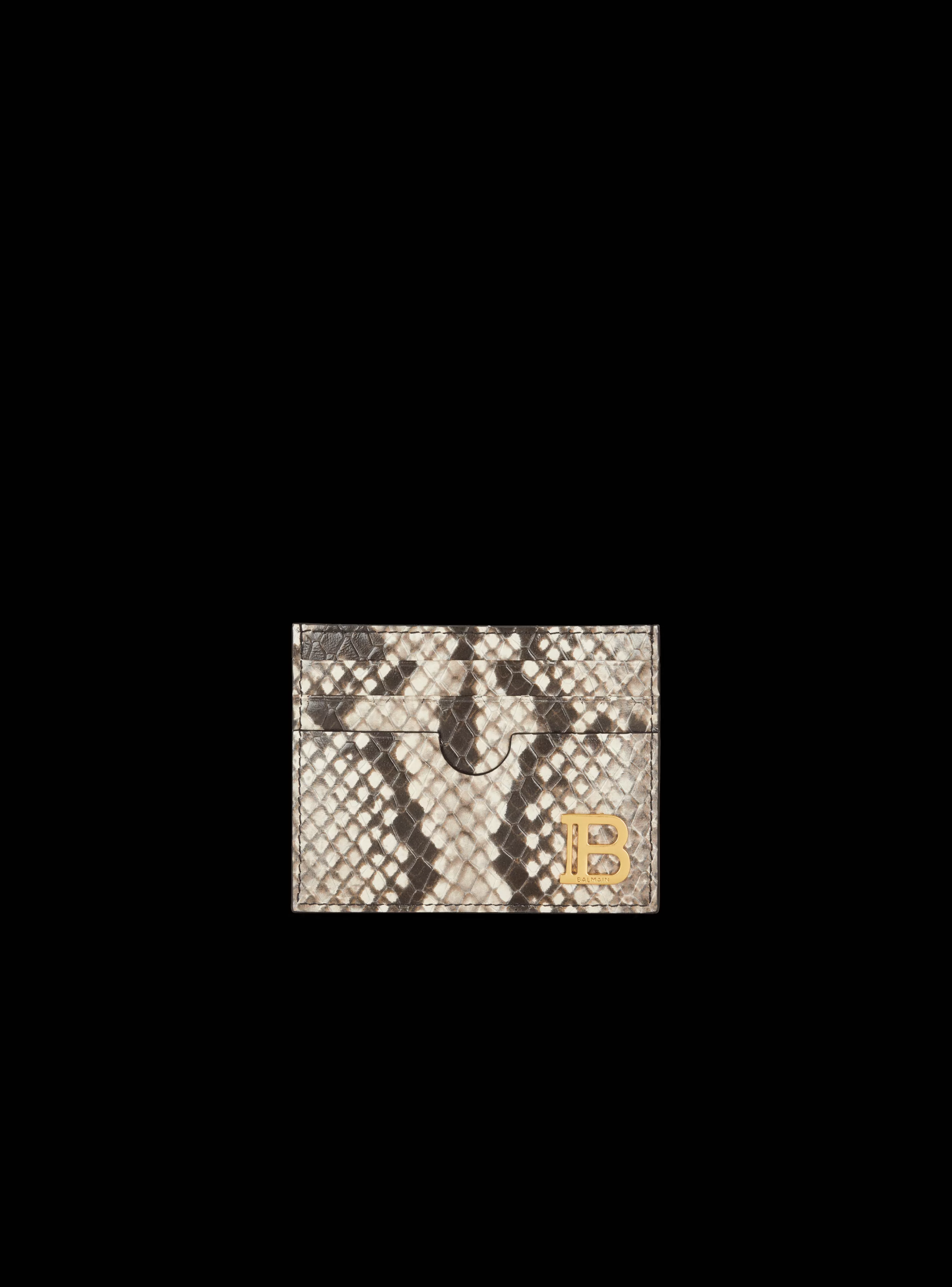 Balmain Piccola Pelletteria-B-Buzz Snakeskin-effect Leather Card Holder brown