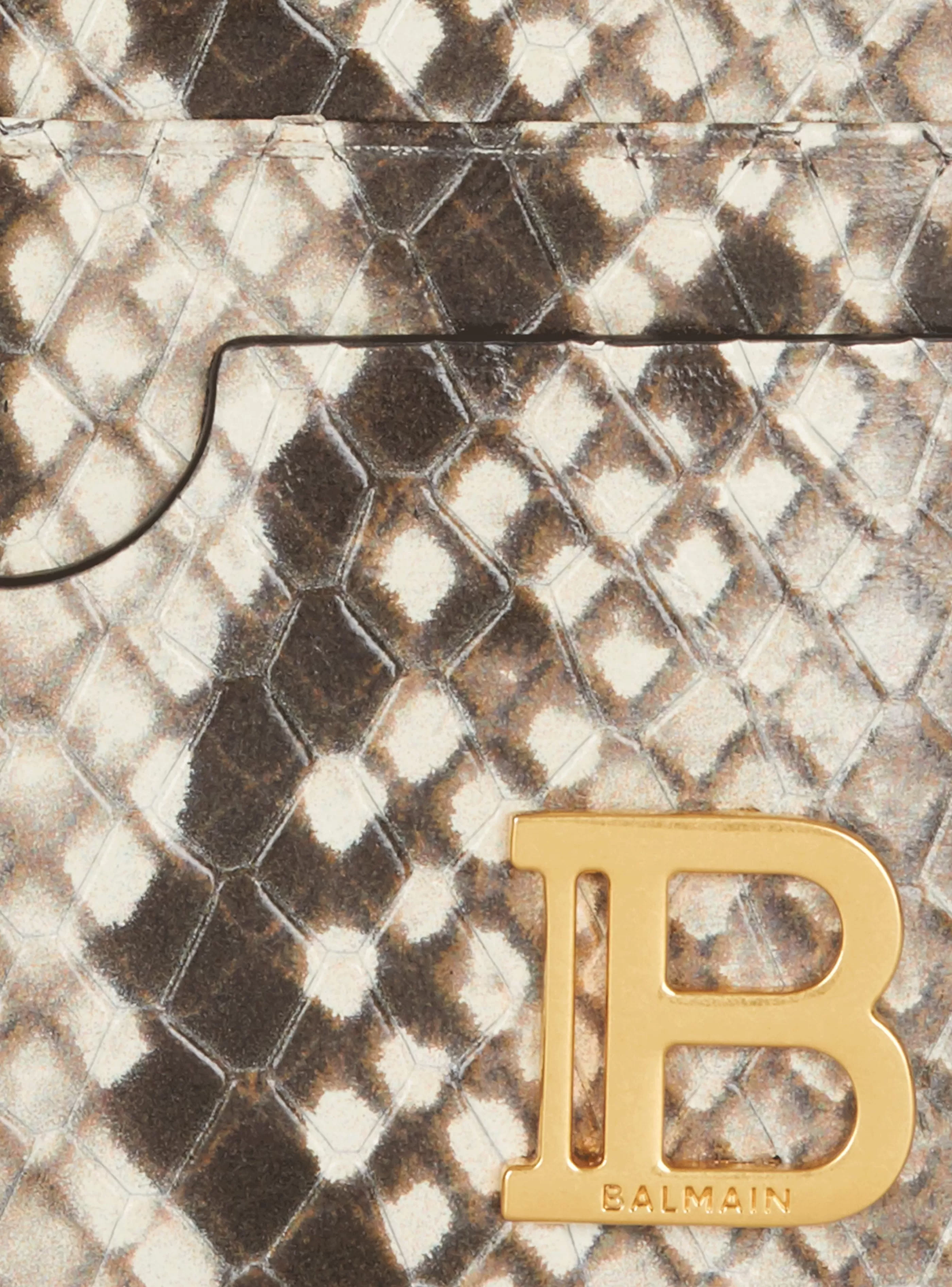 Balmain Piccola Pelletteria-B-Buzz Snakeskin-effect Leather Card Holder brown