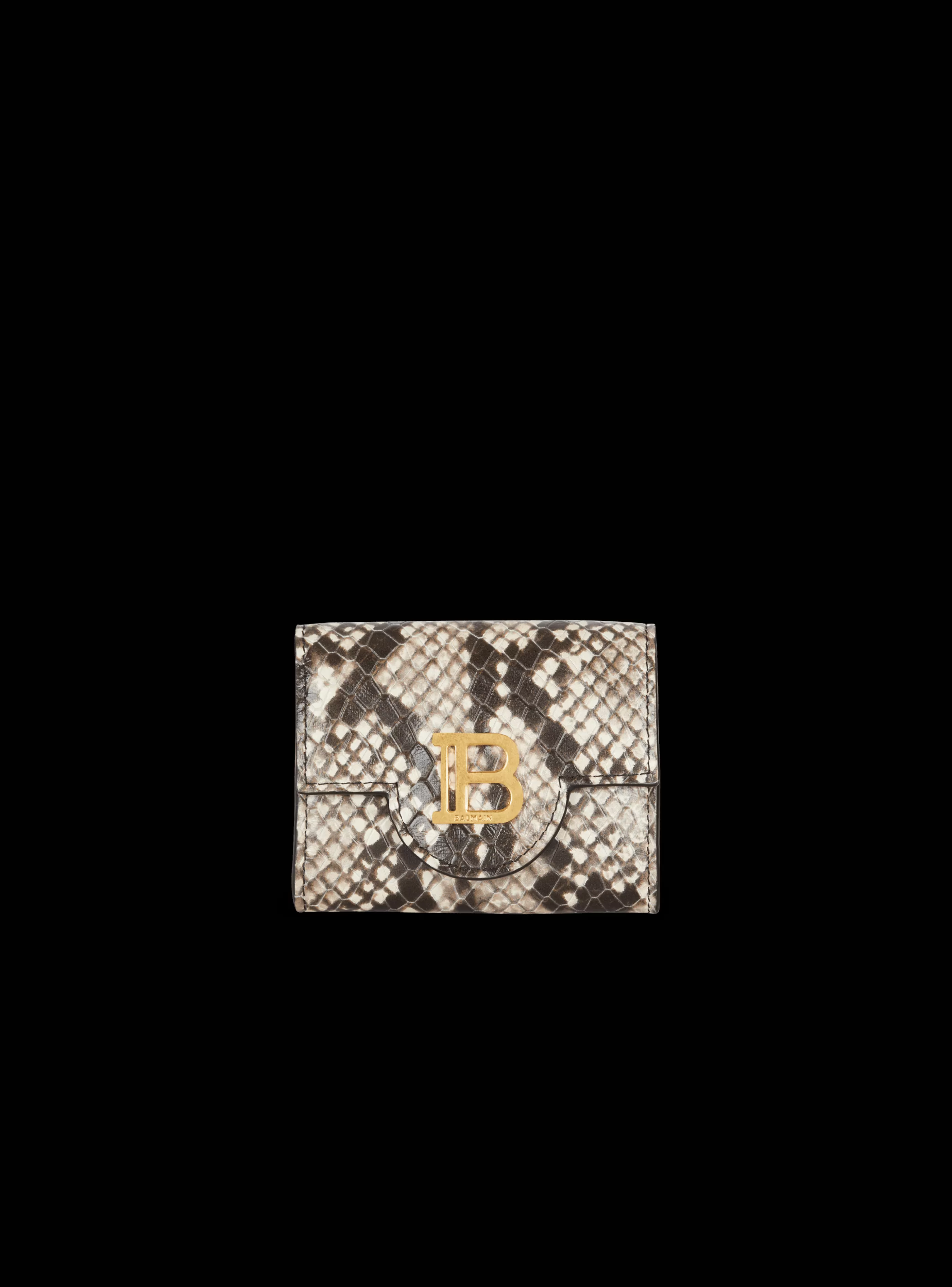 Balmain Piccola Pelletteria-B-Buzz Snakeskin-effect Leather Purse brown