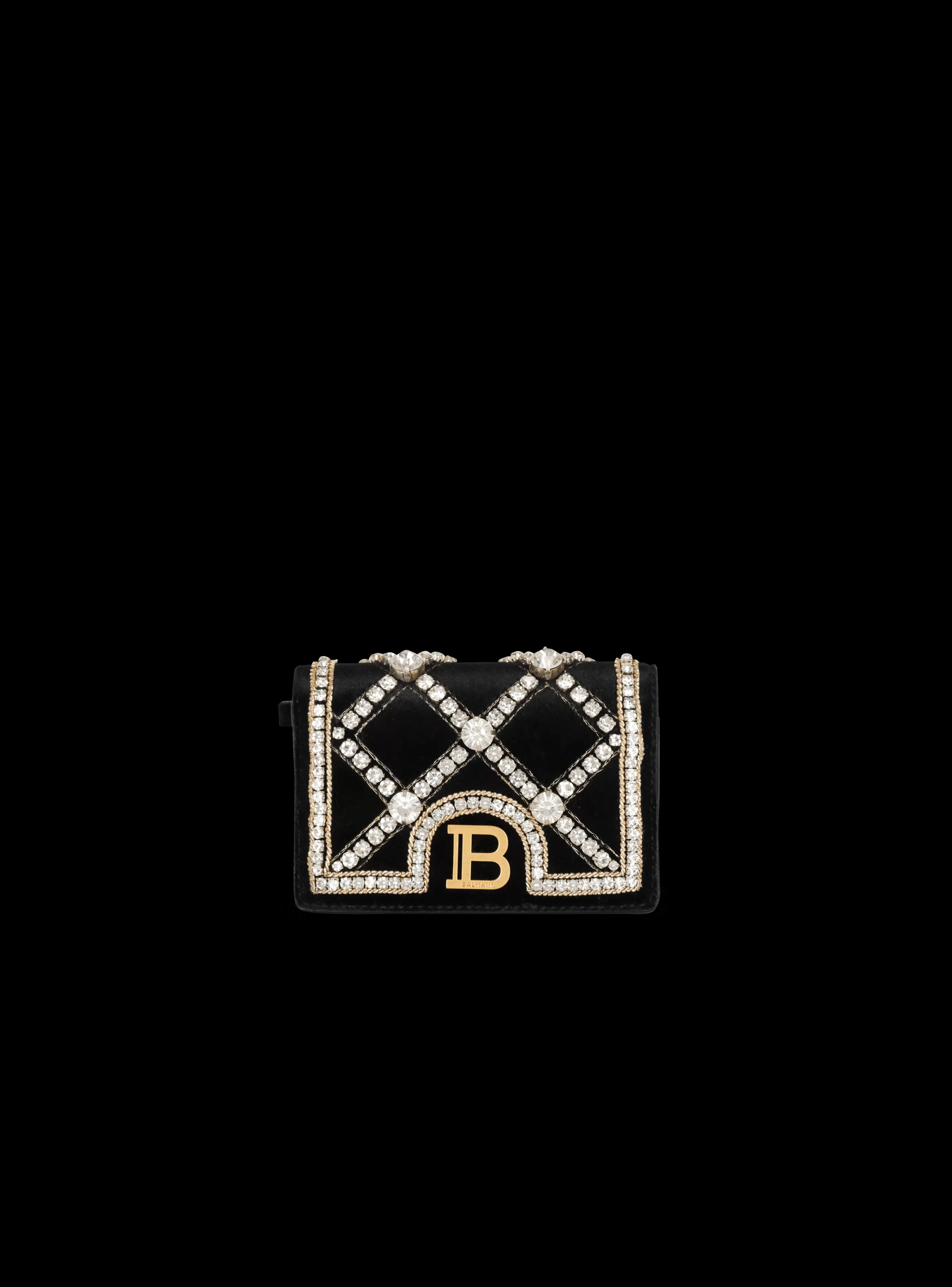 Balmain Piccola Pelletteria-B-Buzz Velvet And Pearl Card Holder black