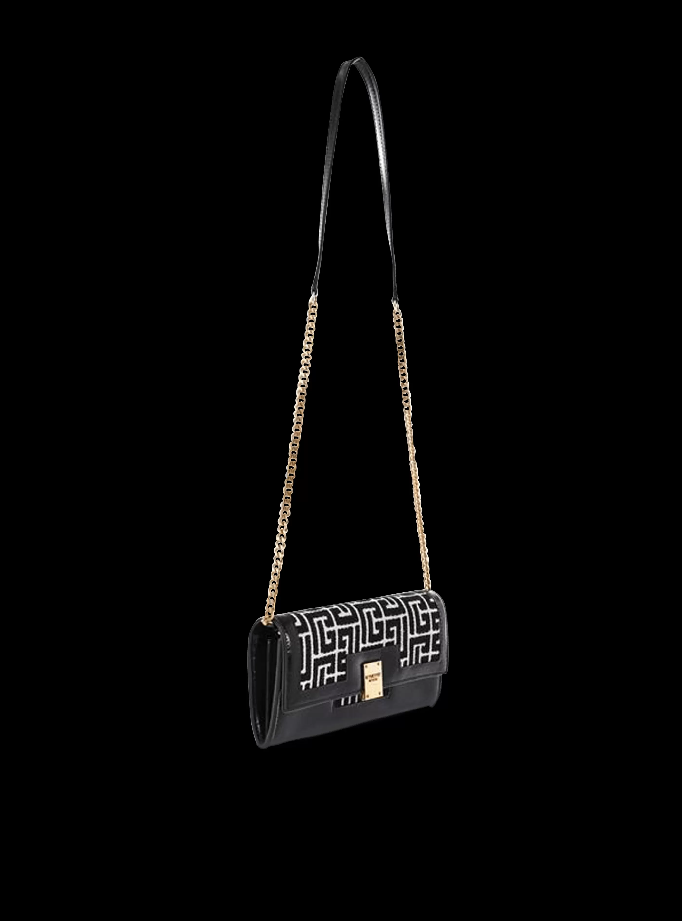 Balmain Piccola Pelletteria | Borse-Bicolor Jacquard 1945 Wallet With Chain black