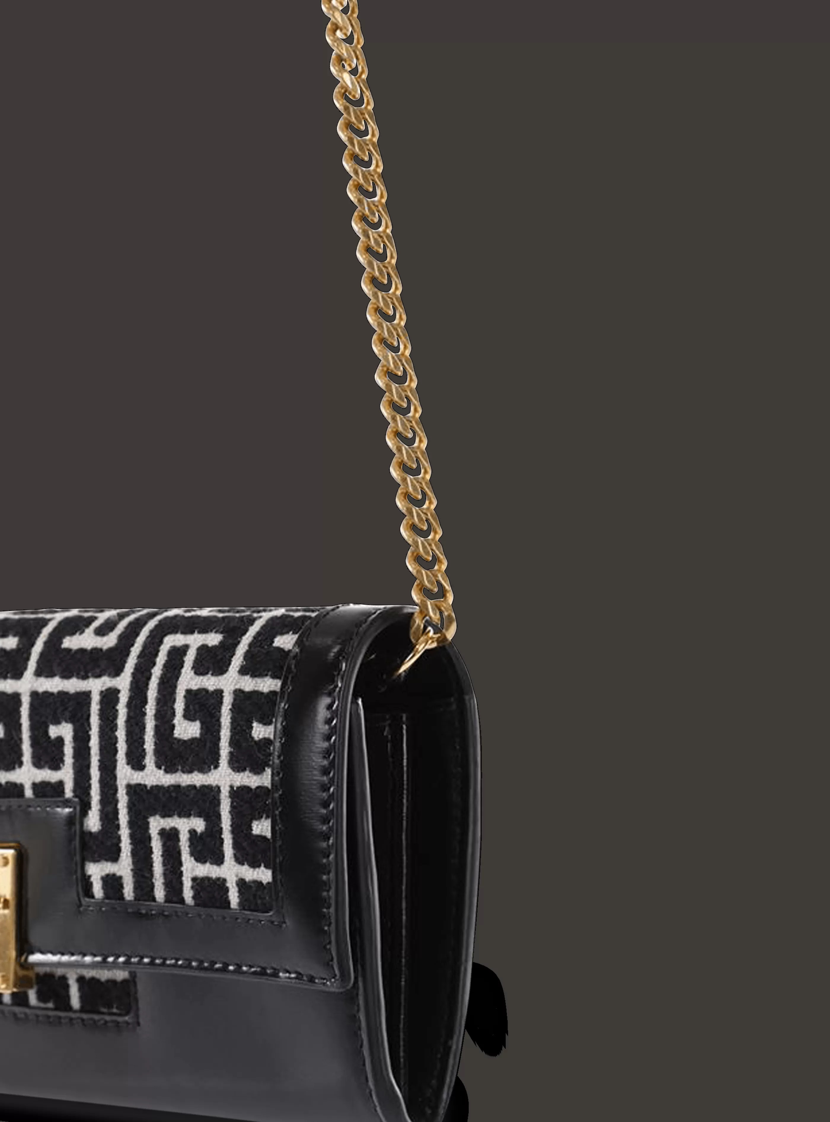 Balmain Piccola Pelletteria | Borse-Bicolor Jacquard 1945 Wallet With Chain black