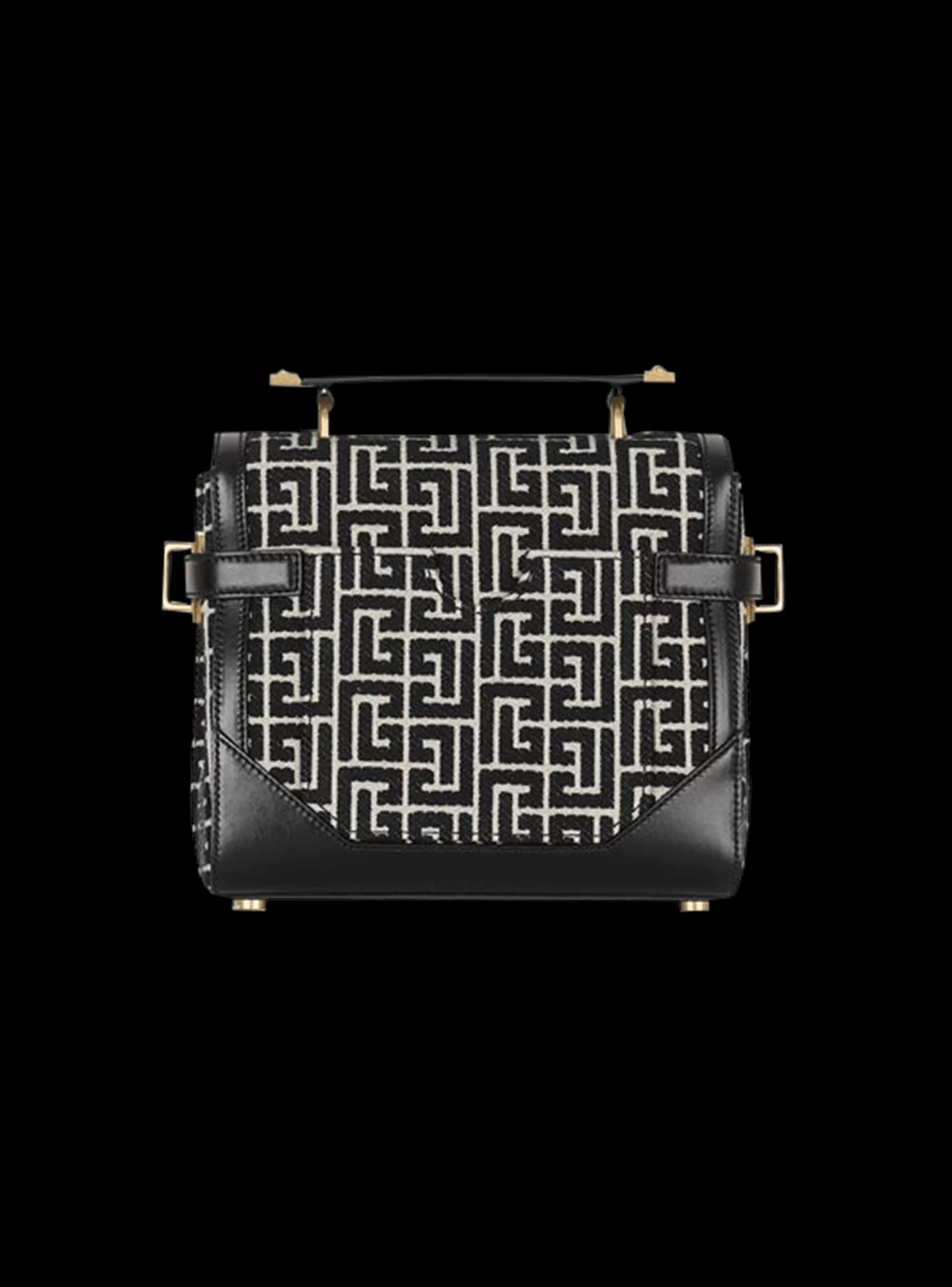 Balmain Borse A Spalla | Borse A Tracolla-Bicolor Jacquard B-Buzz 23 Bag With Leather Panel black