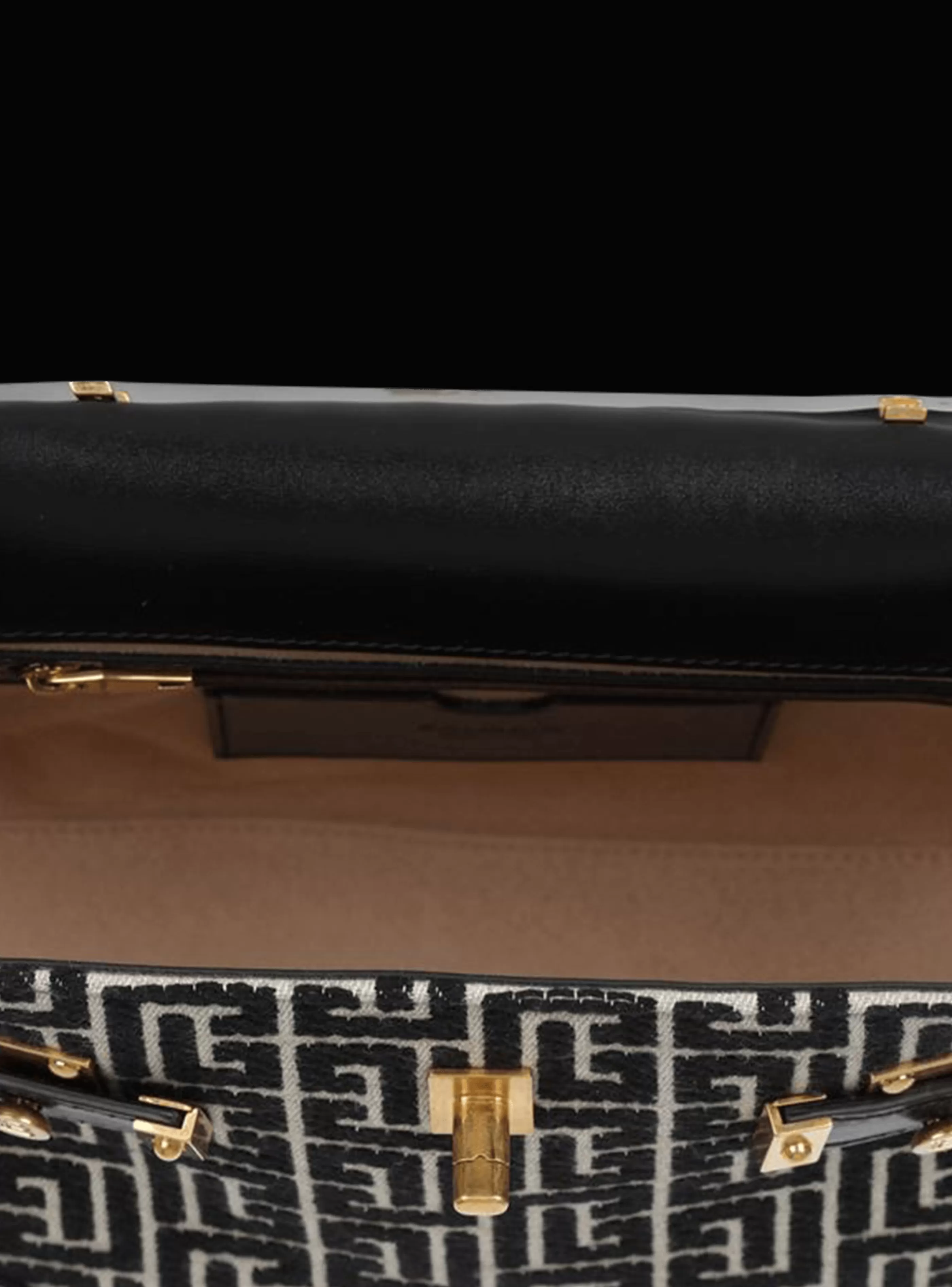 Balmain Borse A Spalla | Borse A Tracolla-Bicolor Jacquard B-Buzz 23 Bag With Leather Panel black