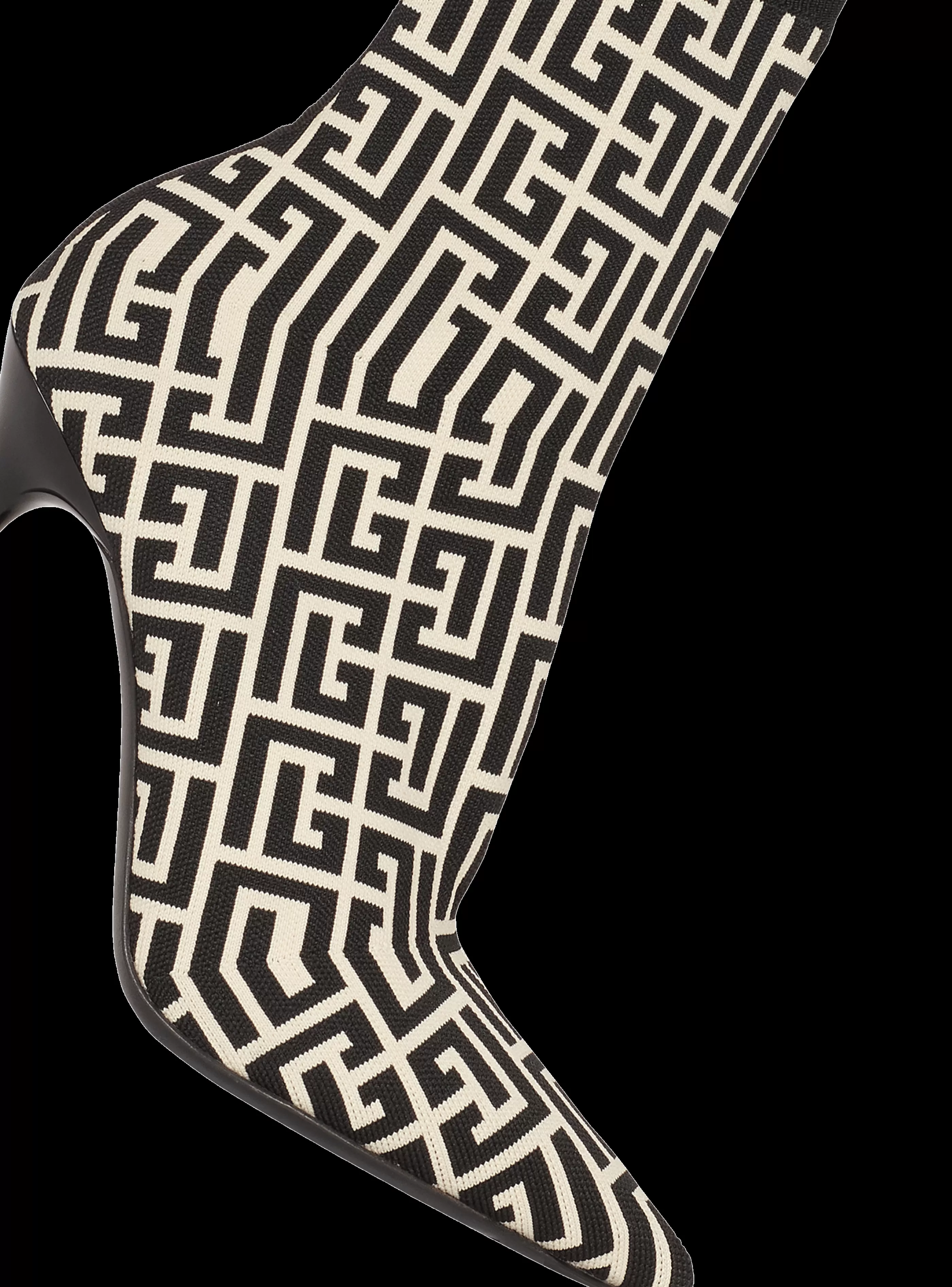 Balmain Stivali-Bicolor Stretch Knit Skye Ankle Boots With Monogram black