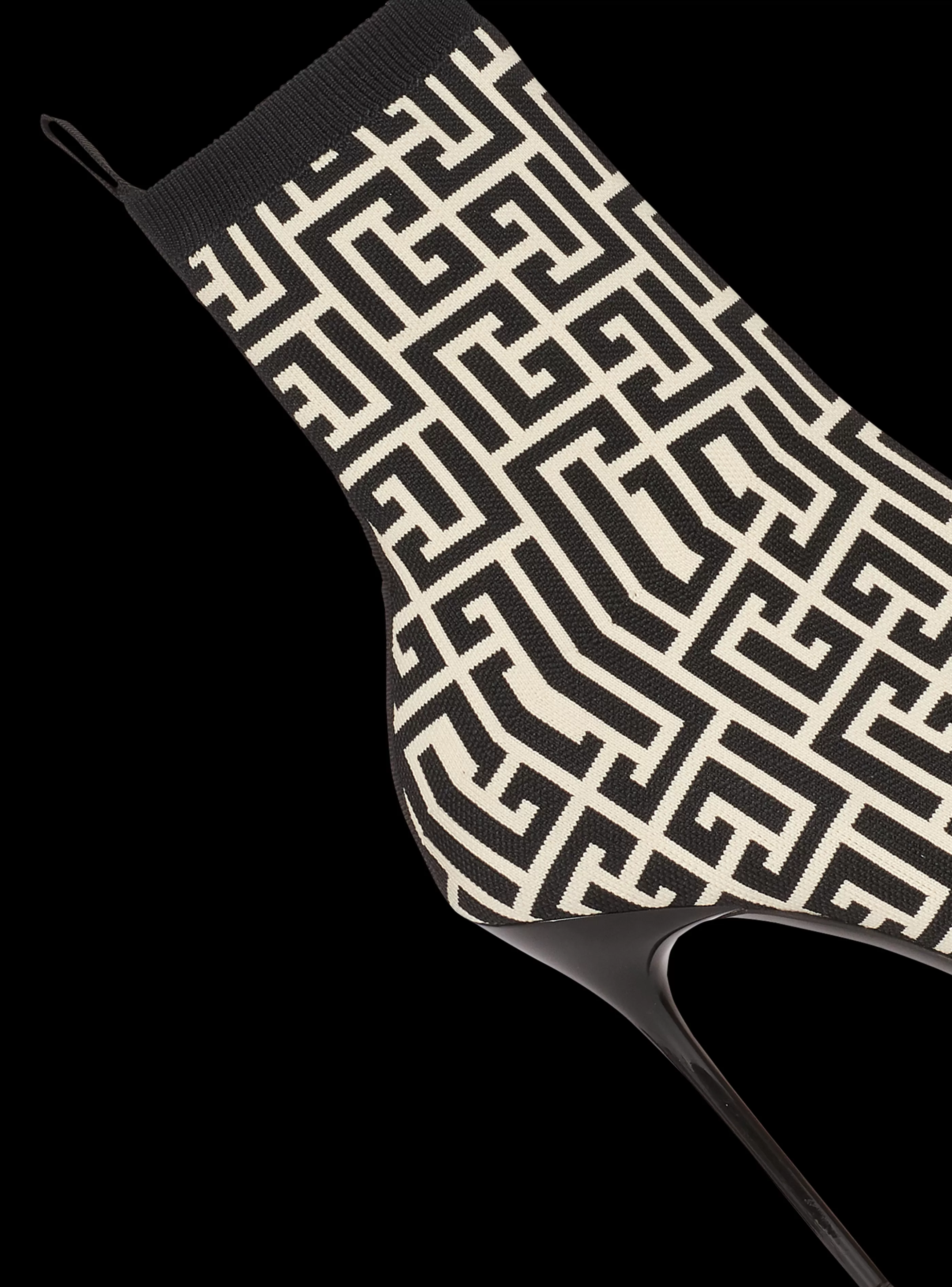Balmain Stivali-Bicolor Stretch Knit Skye Ankle Boots With Monogram black