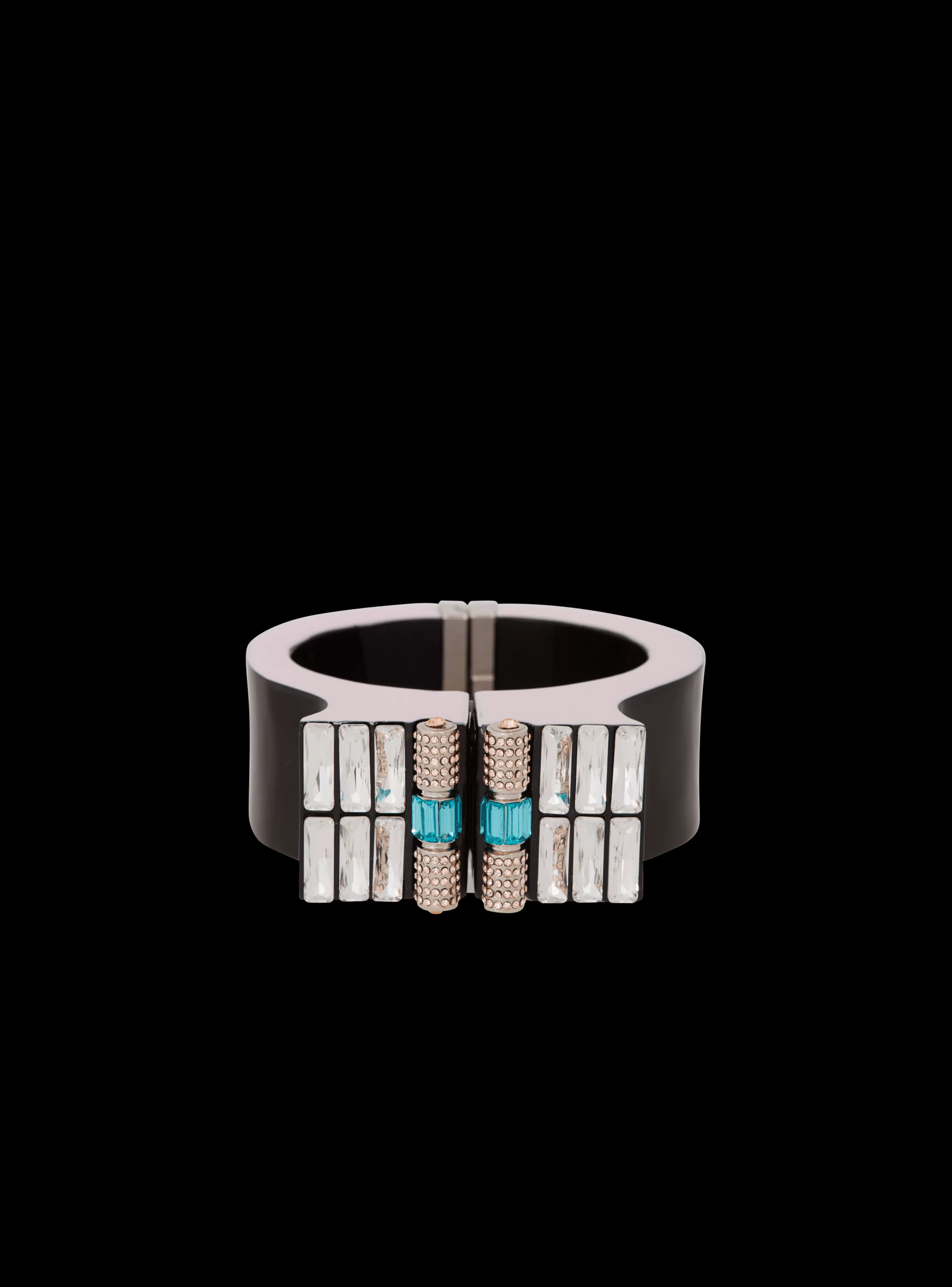 Balmain Gioielli Moda-Brass, Rhinestone And Resin Cuff black